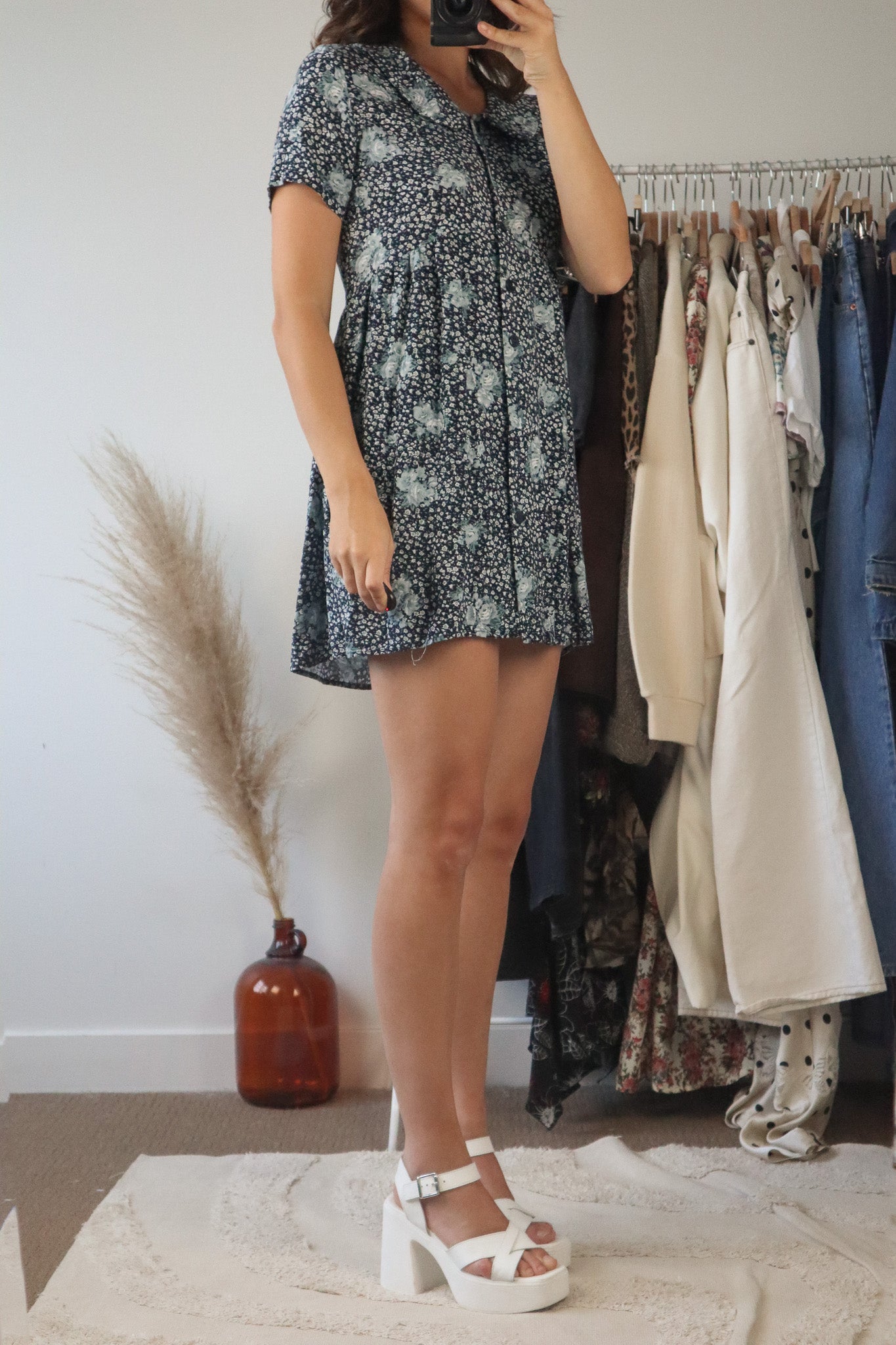 Vintage x Floral Baby Doll Dress (S)