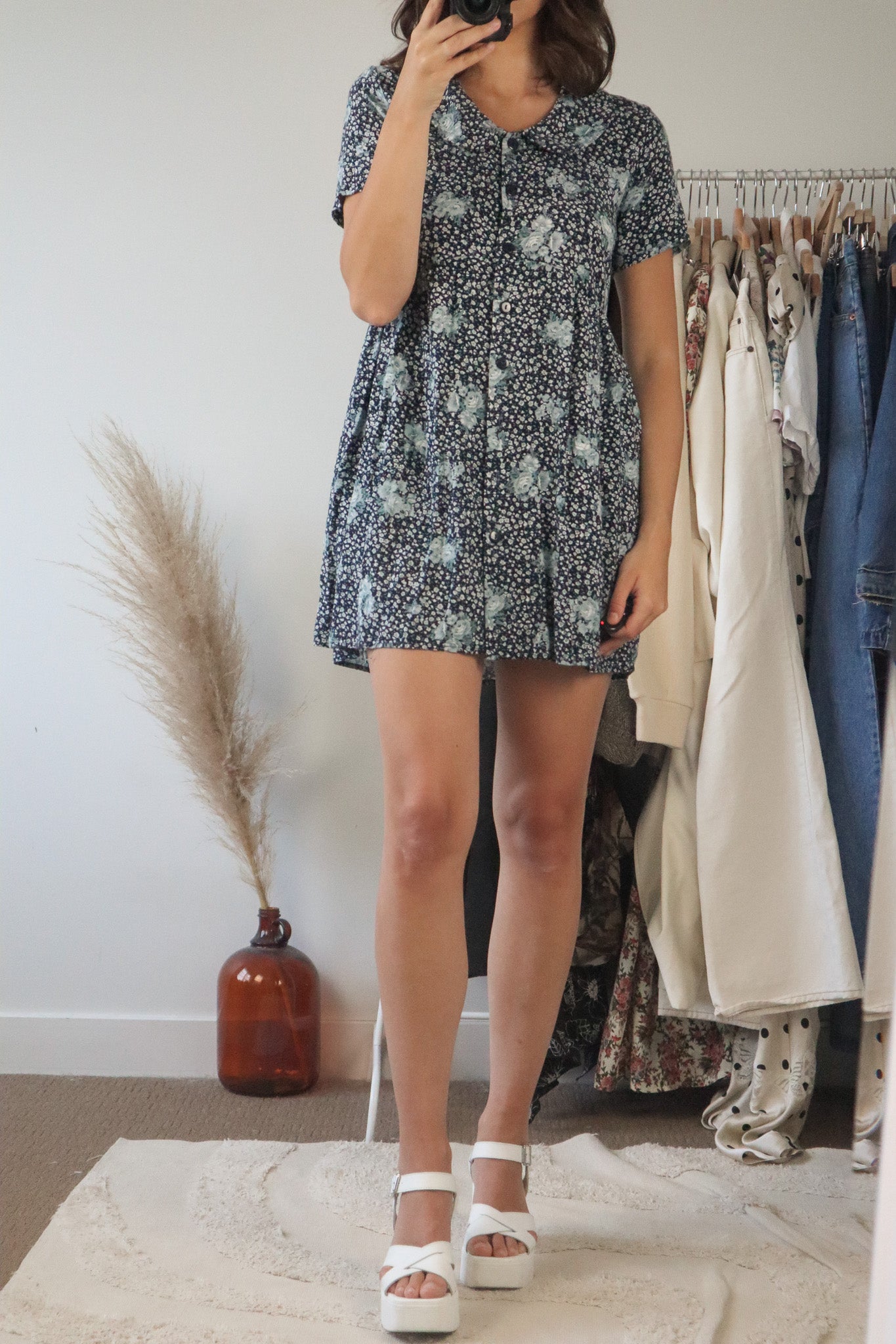 Vintage x Floral Baby Doll Dress (S)