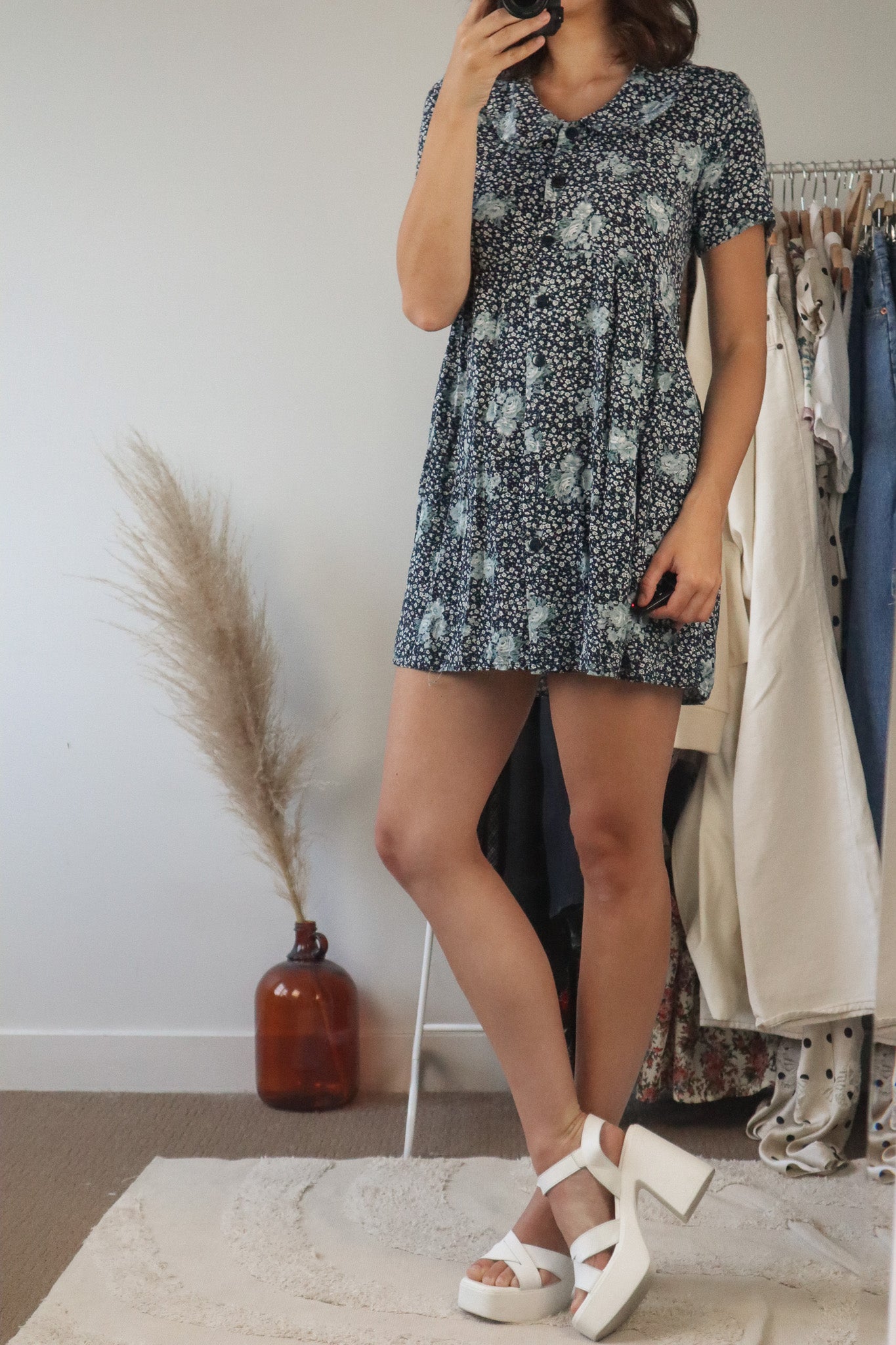 Vintage x Floral Baby Doll Dress (S)