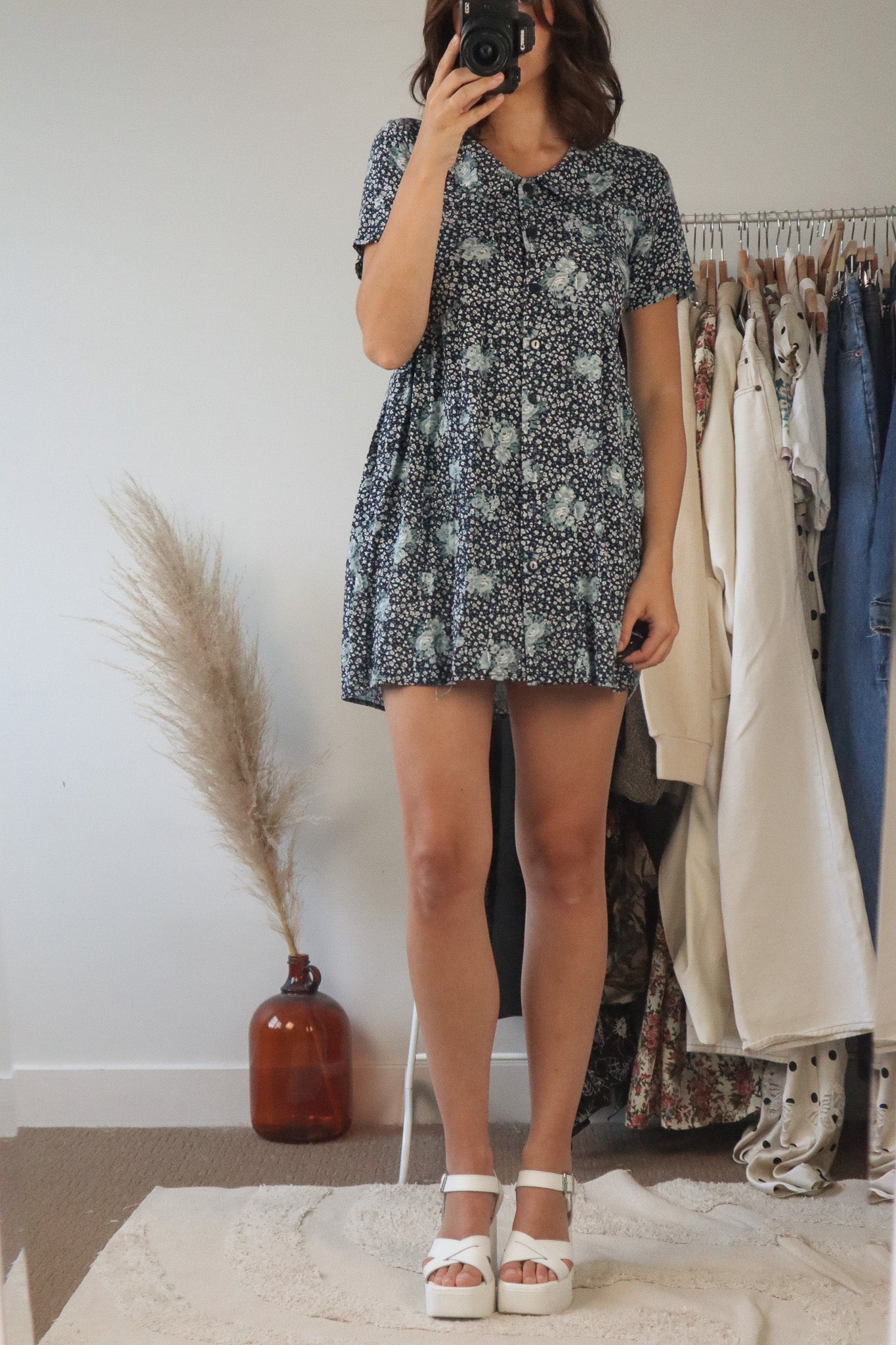 Vintage x Floral Baby Doll Dress (S)