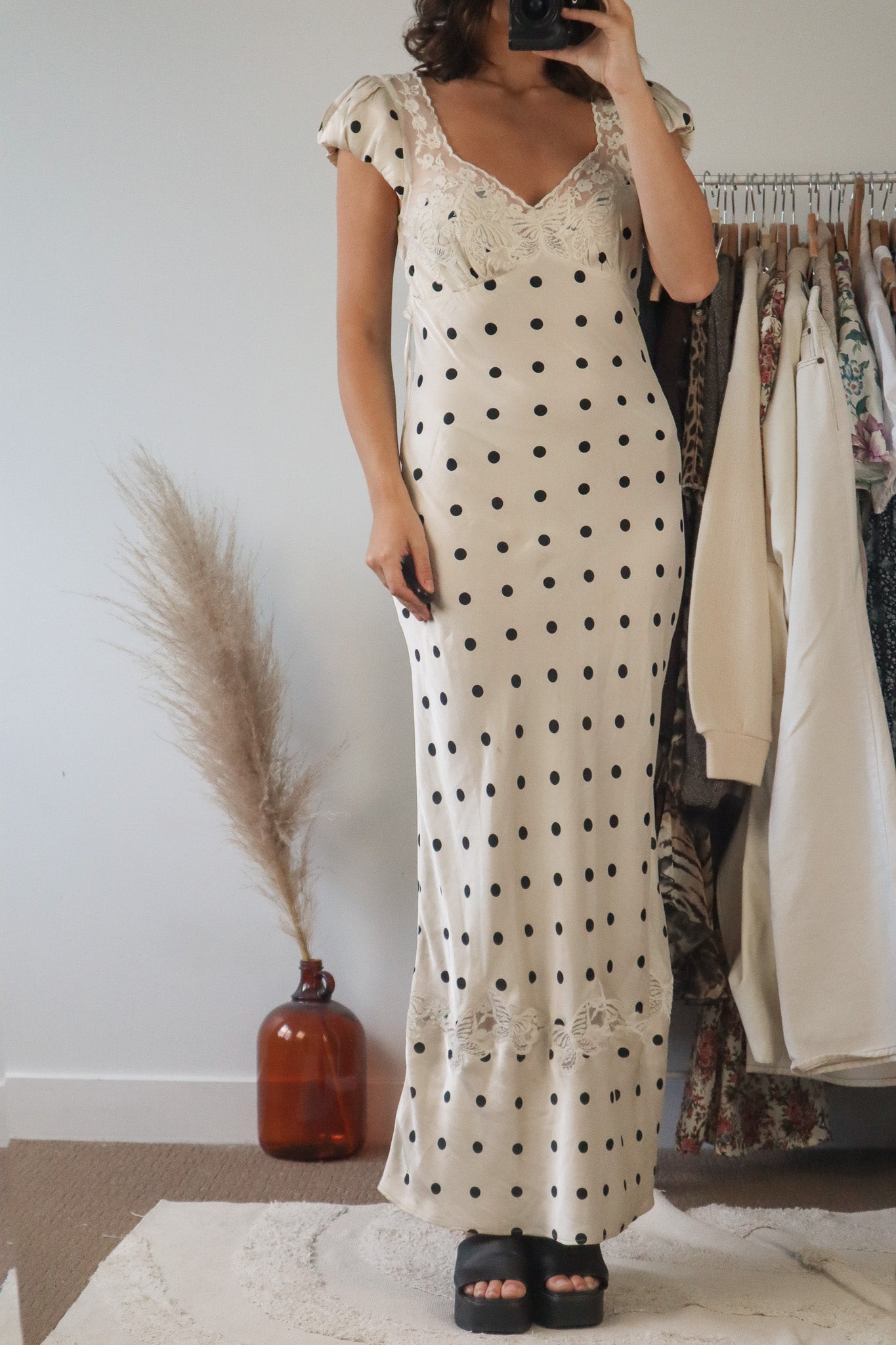 Free People x Polka Dot Maxi Dress (S)