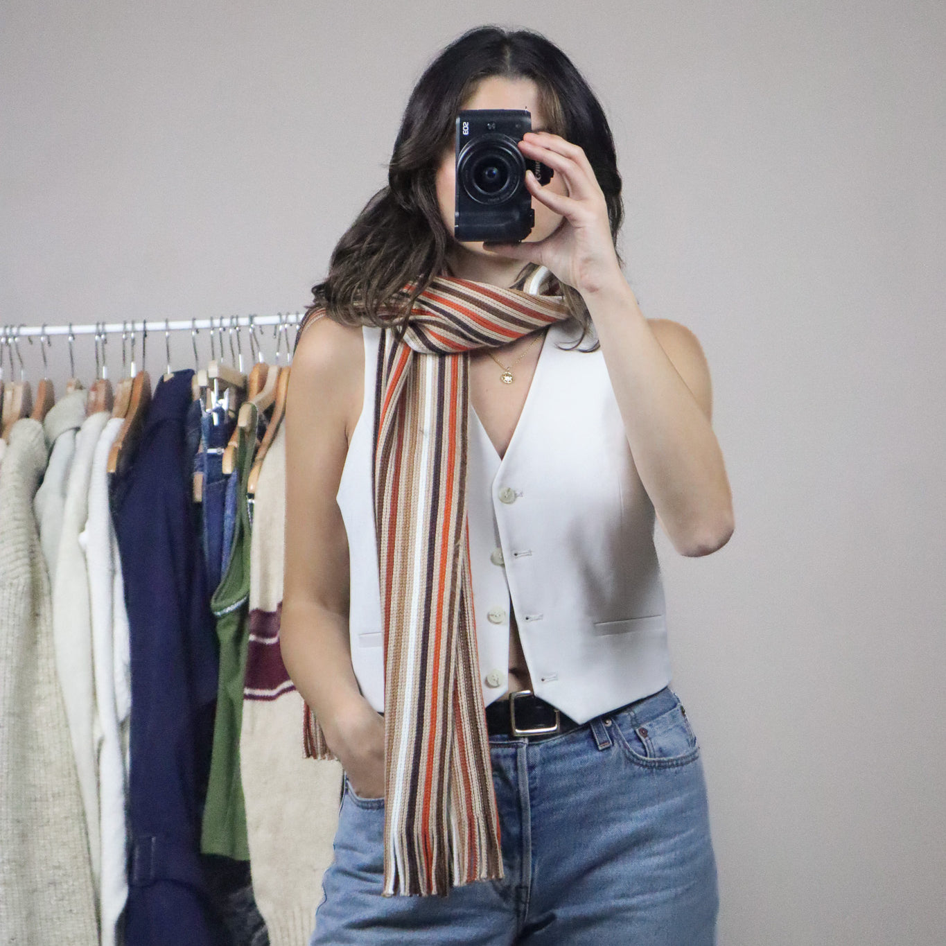Vintage x Striped Skinny Scarf