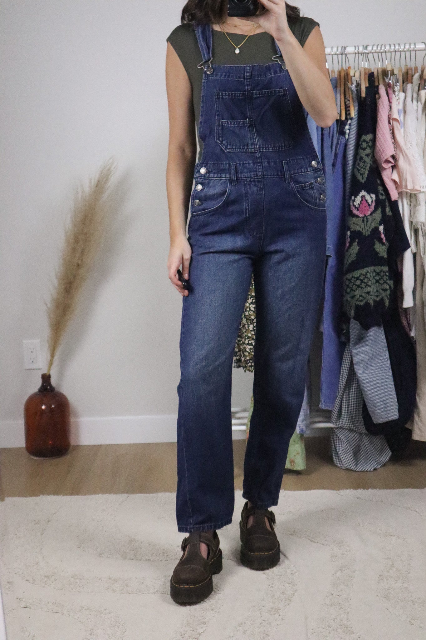 Free People x Cotton Denim Overalls (XS)