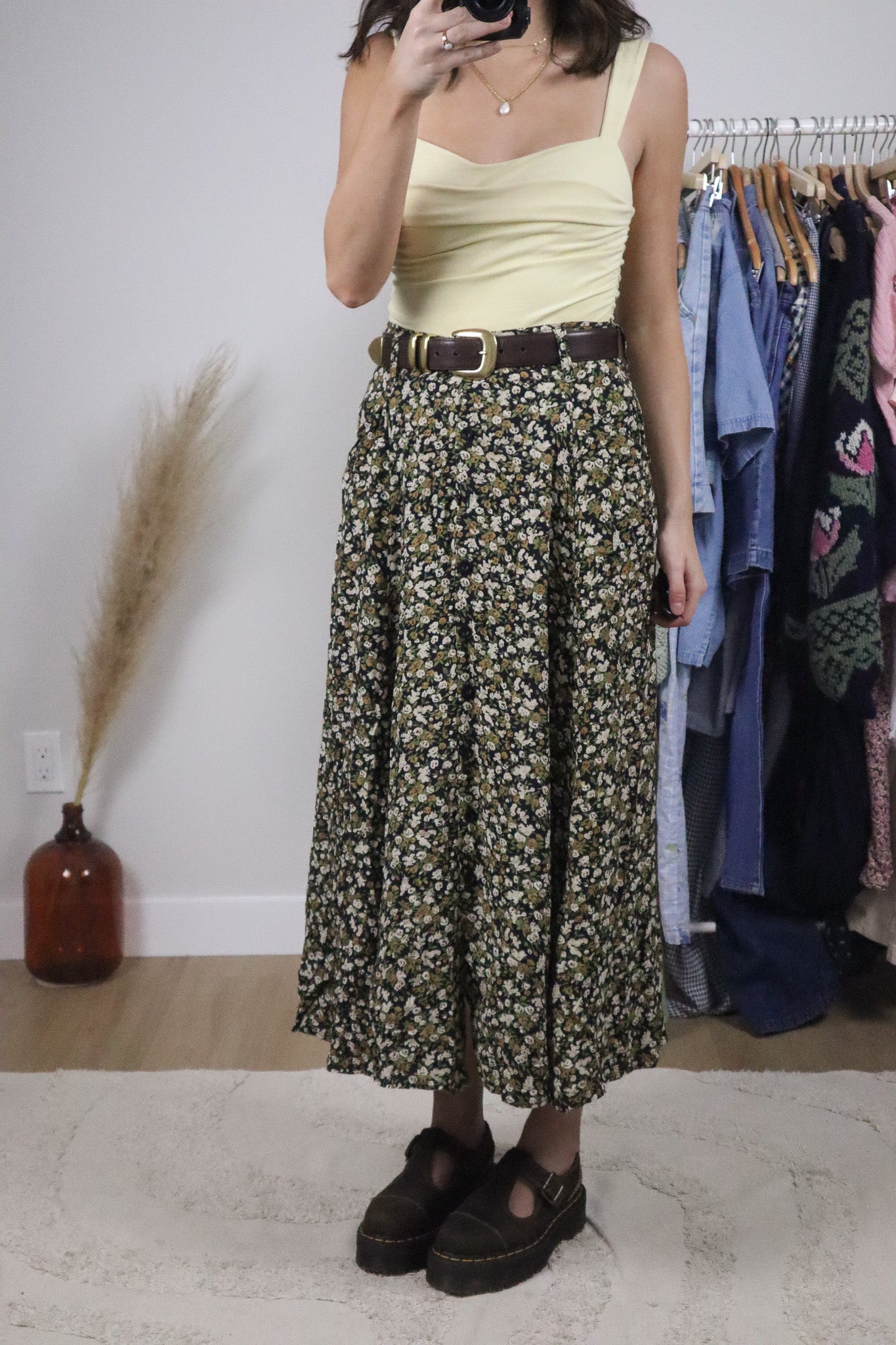 Made in Canada x Vintage x Floral Button Maxi Skirt (4/6)