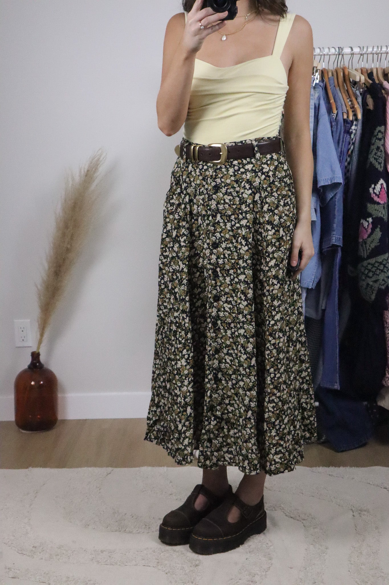 Made in Canada x Vintage x Floral Button Maxi Skirt (4/6)