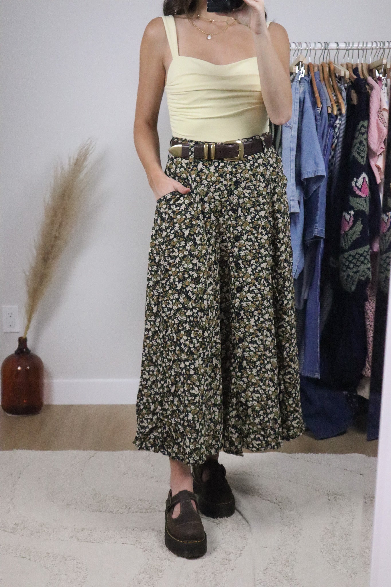 Made in Canada x Vintage x Floral Button Maxi Skirt (4/6)