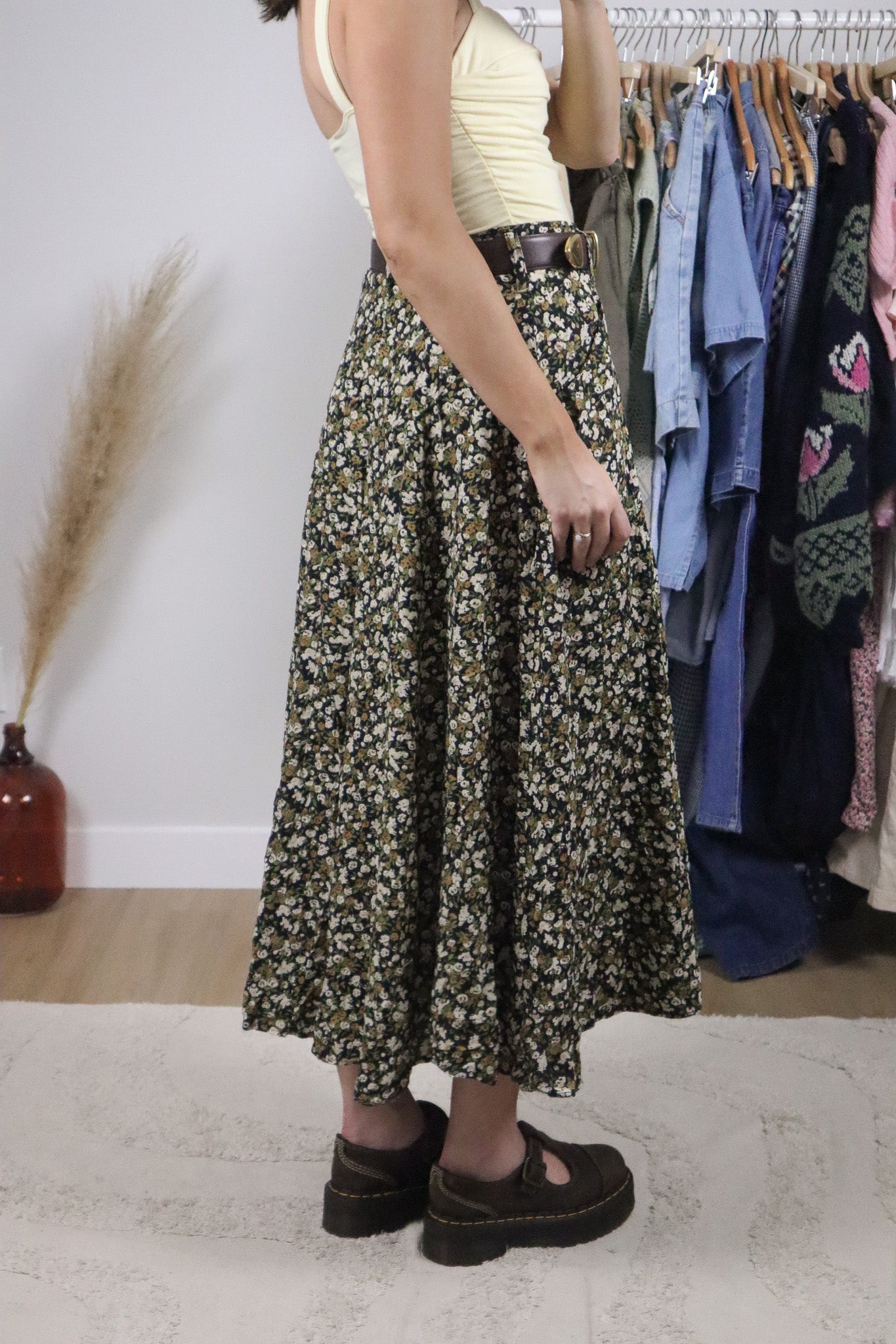 Made in Canada x Vintage x Floral Button Maxi Skirt (4/6)