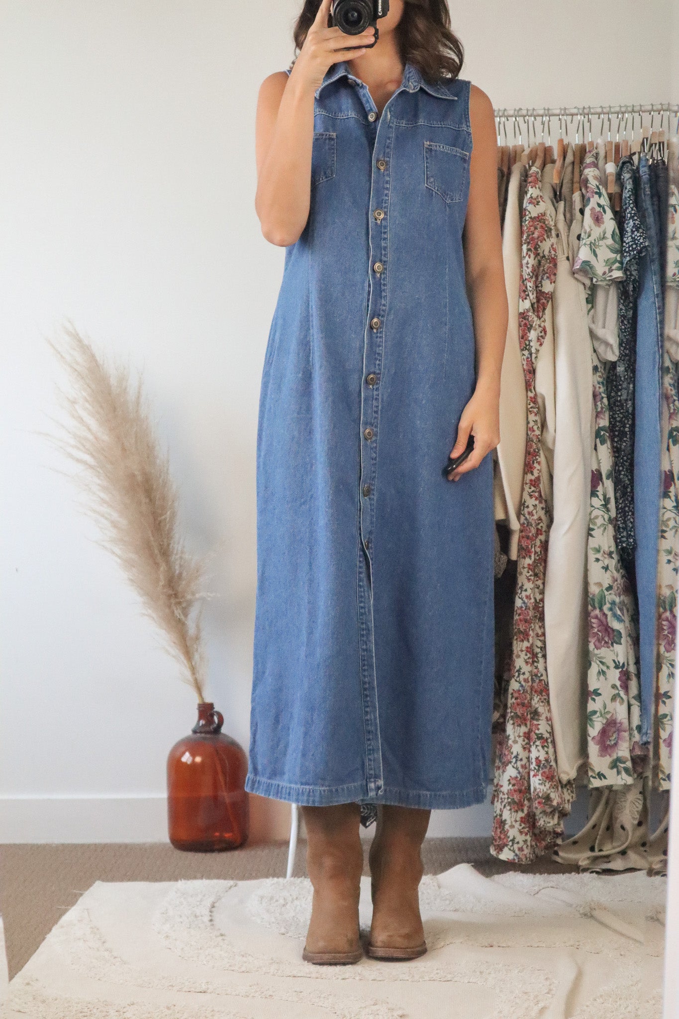 Vintage x Button Up Denim Maxi Dress (8)