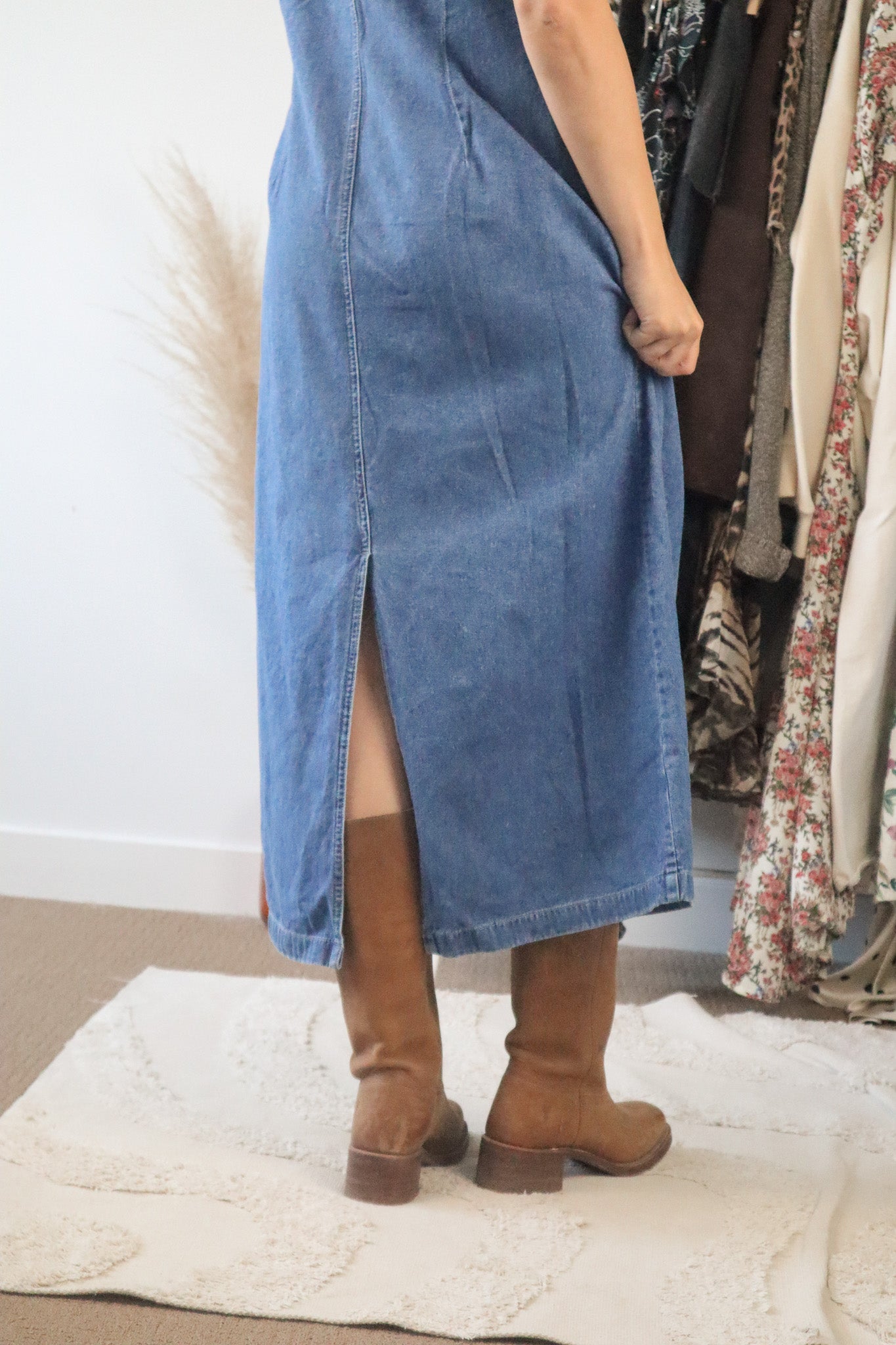 Vintage x Button Up Denim Maxi Dress (8)