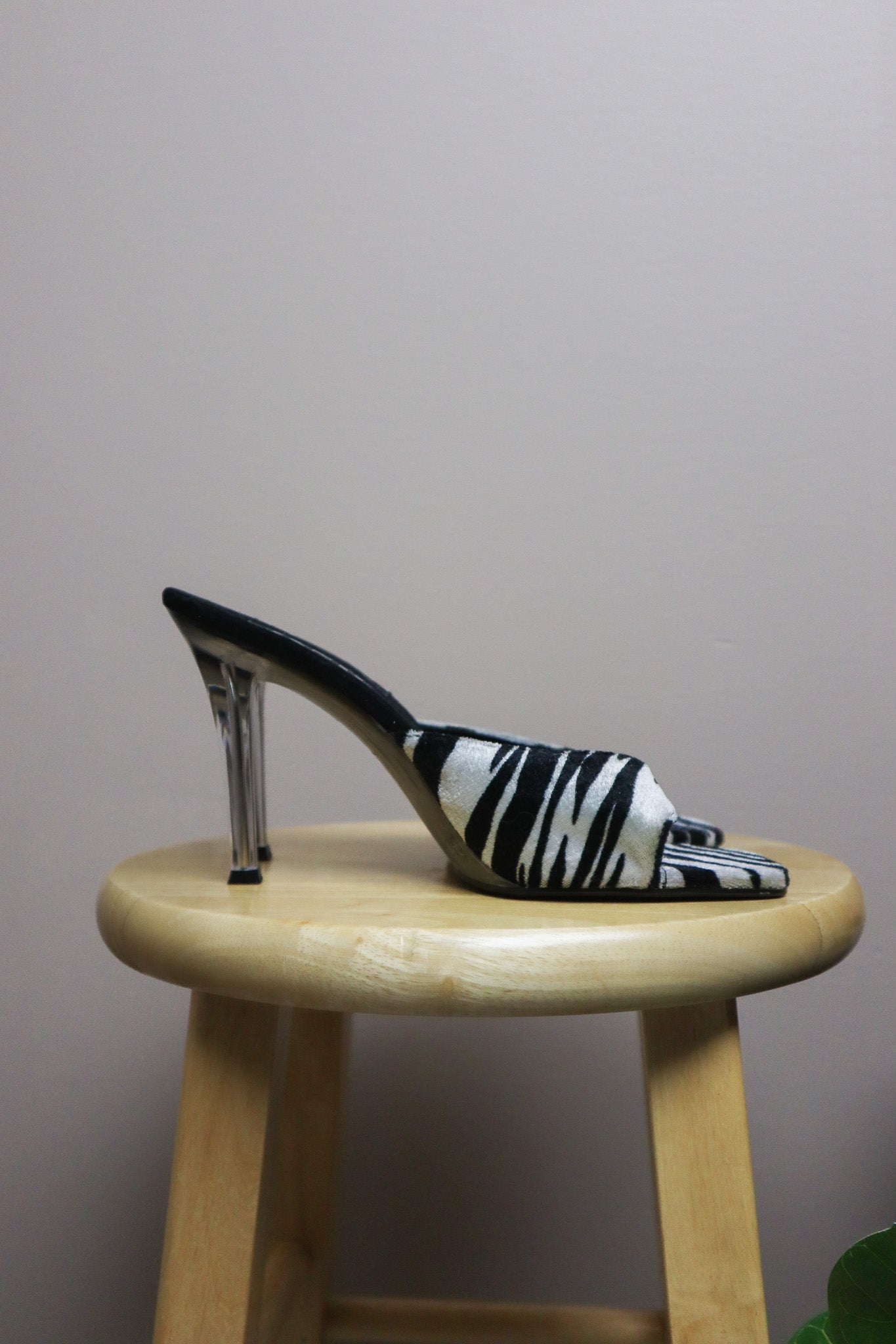 Vintage x Zebra Print Velour Heels (8)