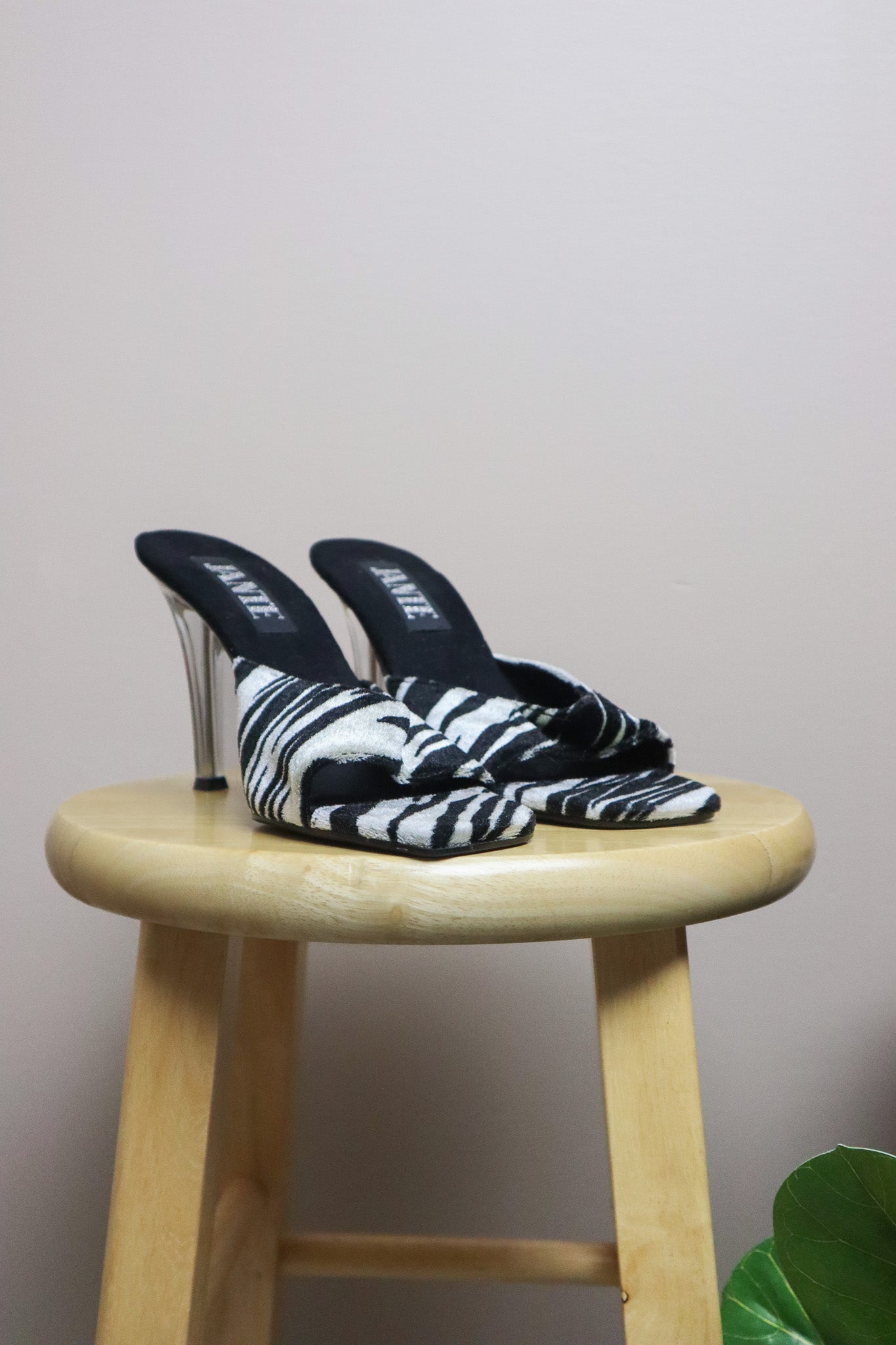 Vintage x Zebra Print Velour Heels (8)