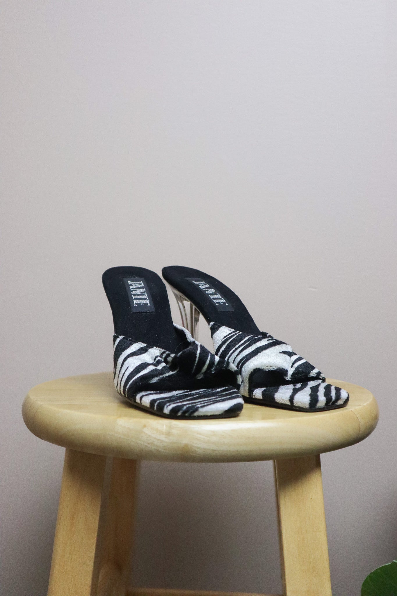 Vintage x Zebra Print Velour Heels (8)