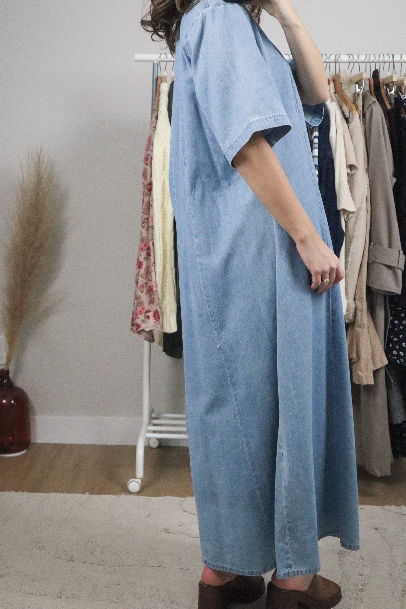 Vintage x Gingham Denim Maxi Dress (XL/XXL)