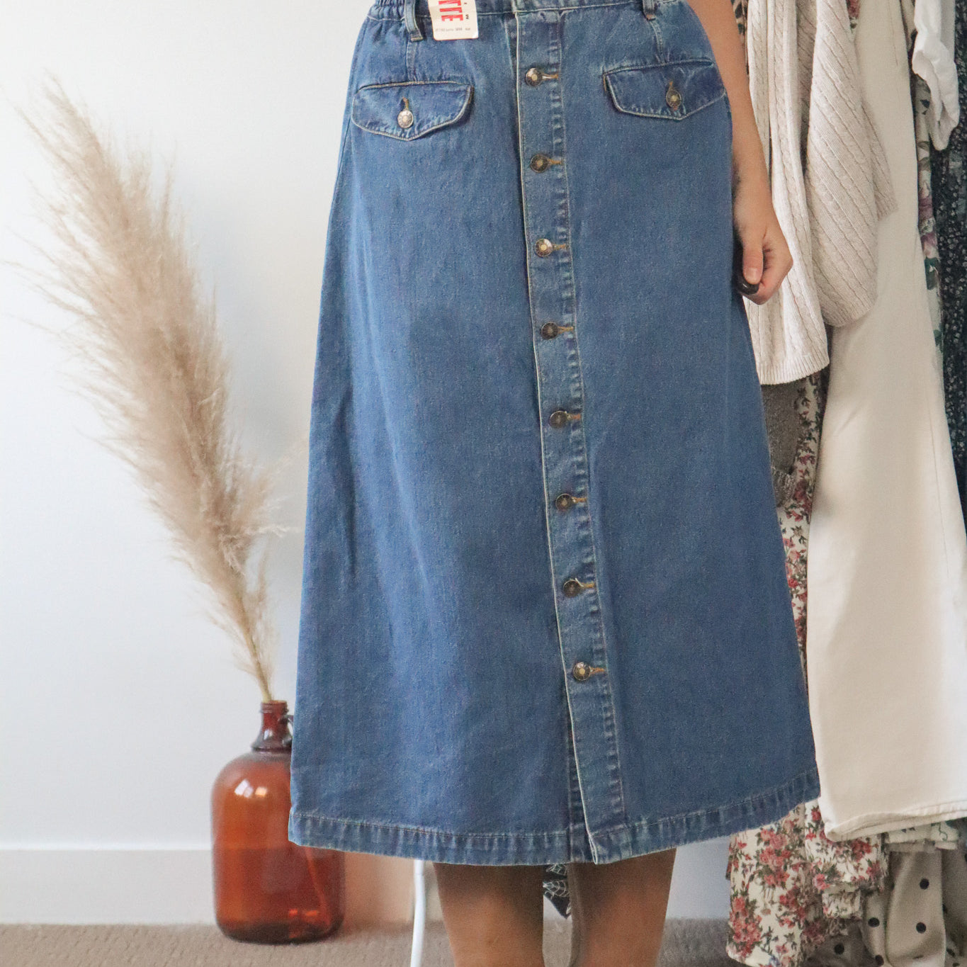 Deadstock x Vintage x Denim Midi Skirt (6/8)