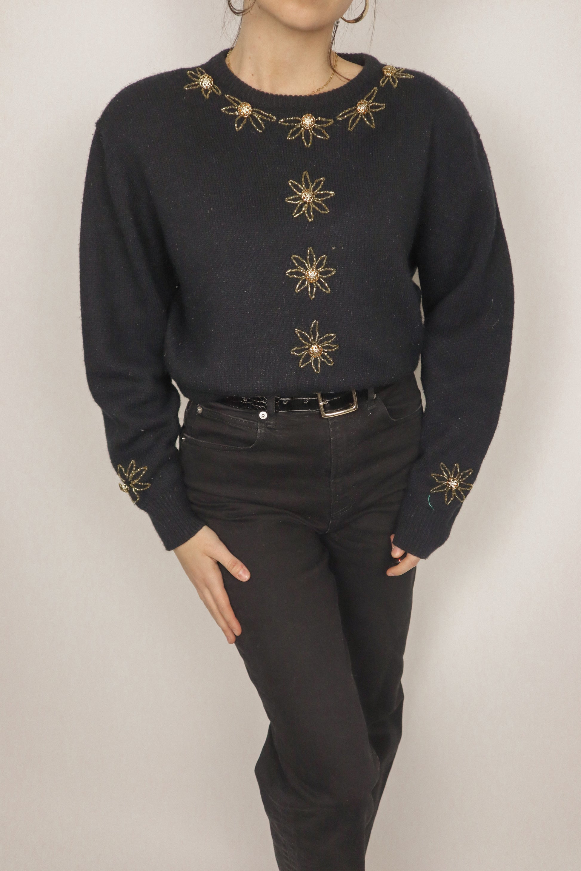 Vintage x Beaded Sweater (S/M)