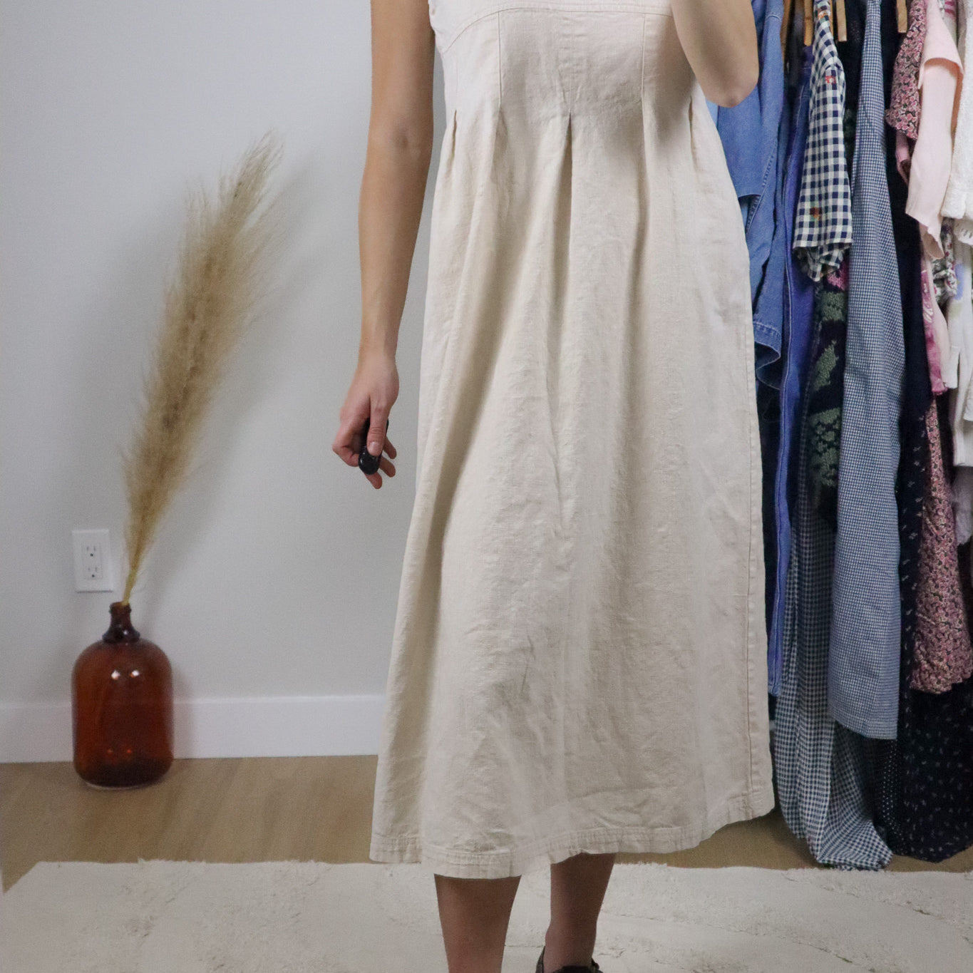 Made in Canada x Vintage x Hemp/Cotton Midi Dress (S)