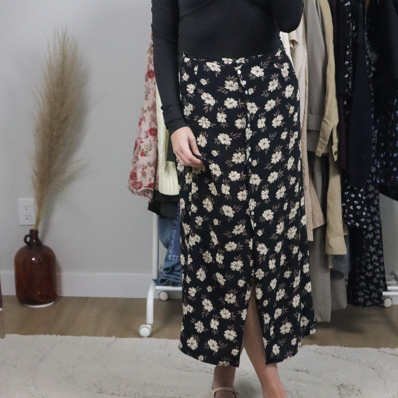 Made in USA x Vintage x Floral Maxi Skirt (14/16)