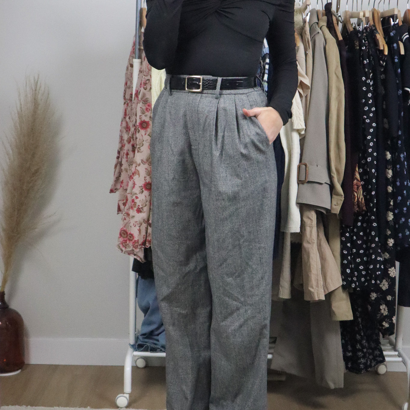 Modern x Deadstock x Lilysilk Wool Plaid Pants (S)