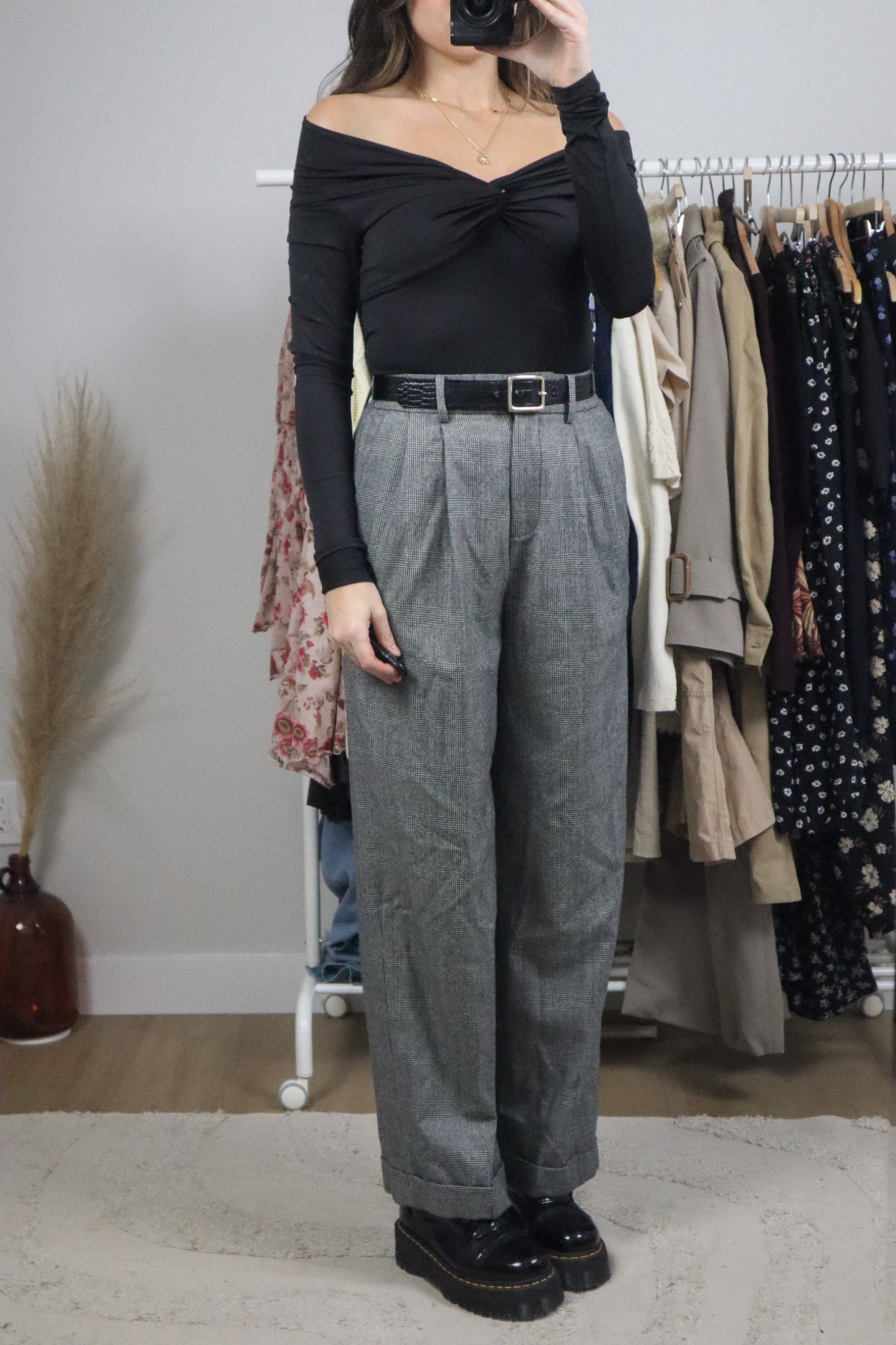 Modern x Deadstock x Lilysilk Wool Plaid Pants (S)