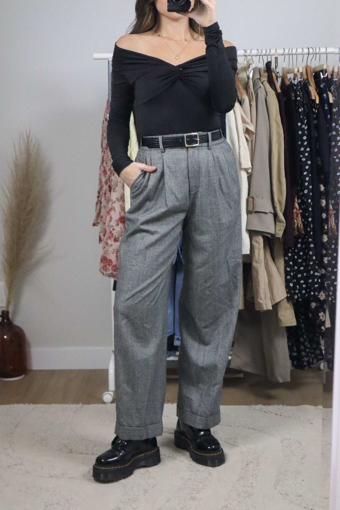 Modern x Deadstock x Lilysilk Wool Plaid Pants (S)