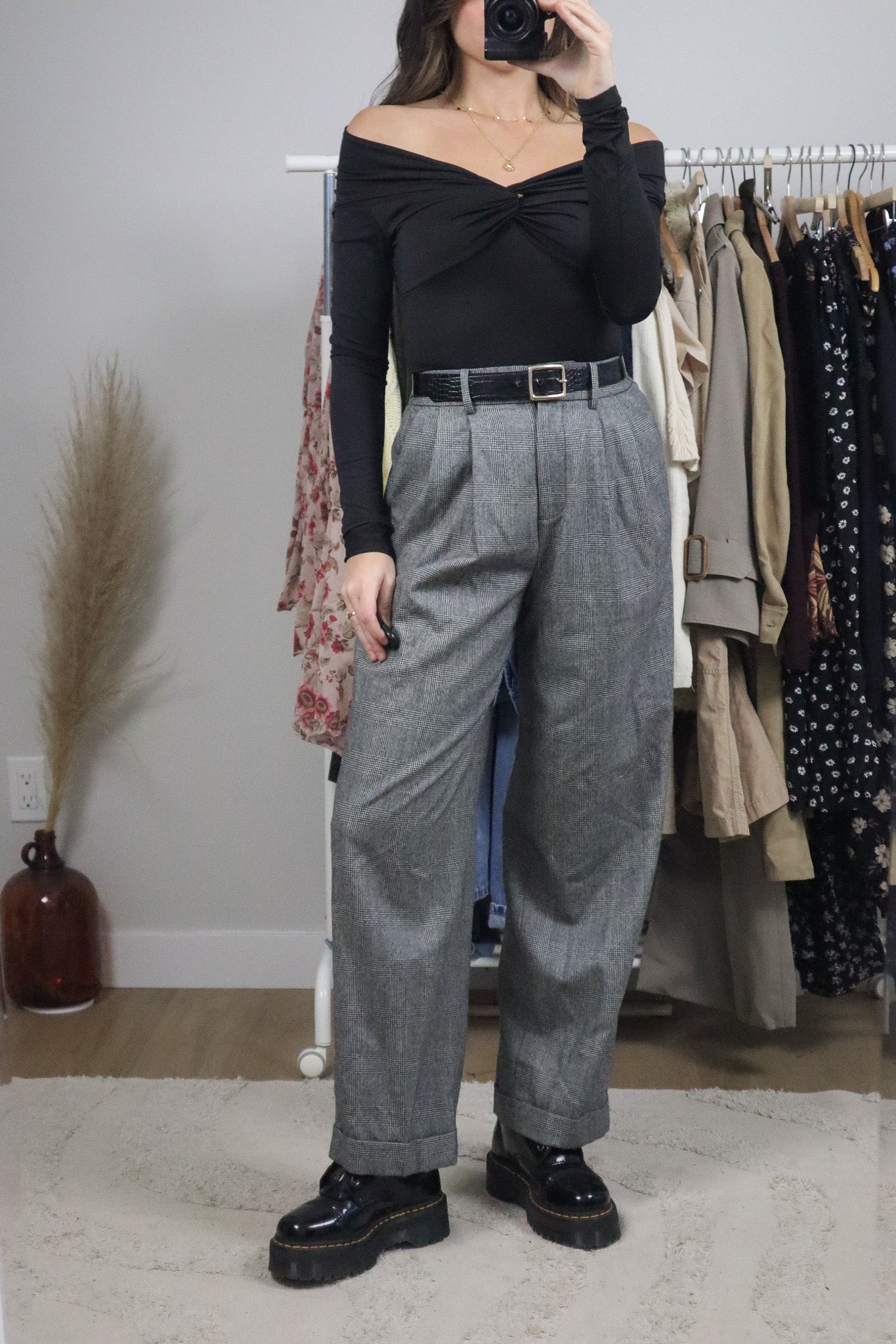 Modern x Deadstock x Lilysilk Wool Plaid Pants (S)