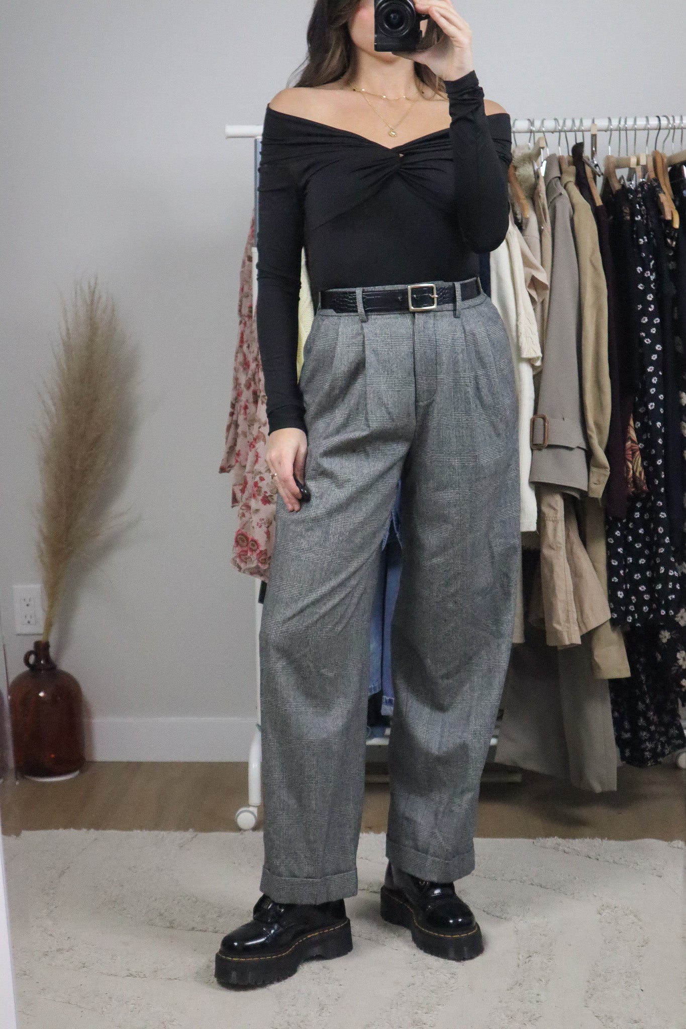 Modern x Deadstock x Lilysilk Wool Plaid Pants (S)