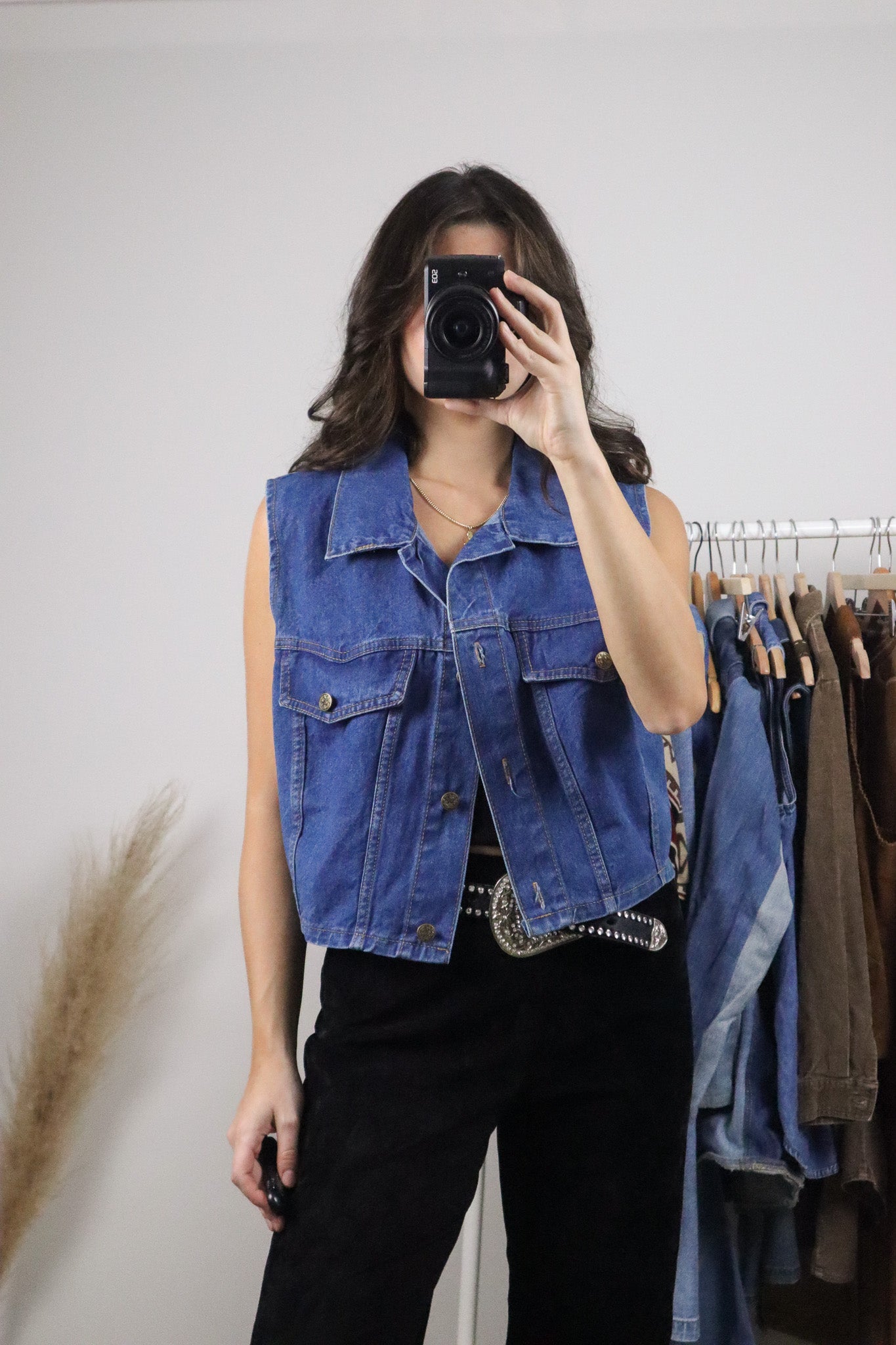 Made in USA x Vintage x Denim Cropped Vest (M/L)