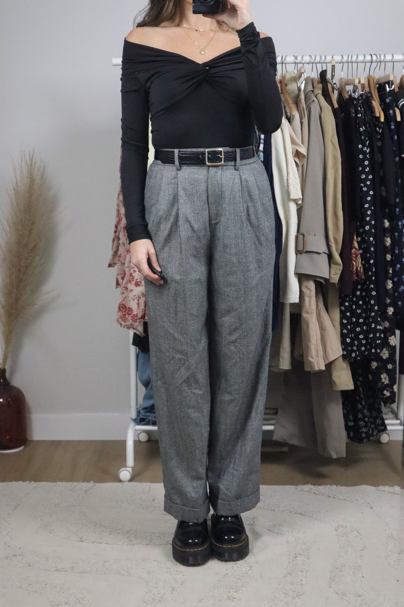 Modern x Deadstock x Lilysilk Wool Plaid Pants (S)