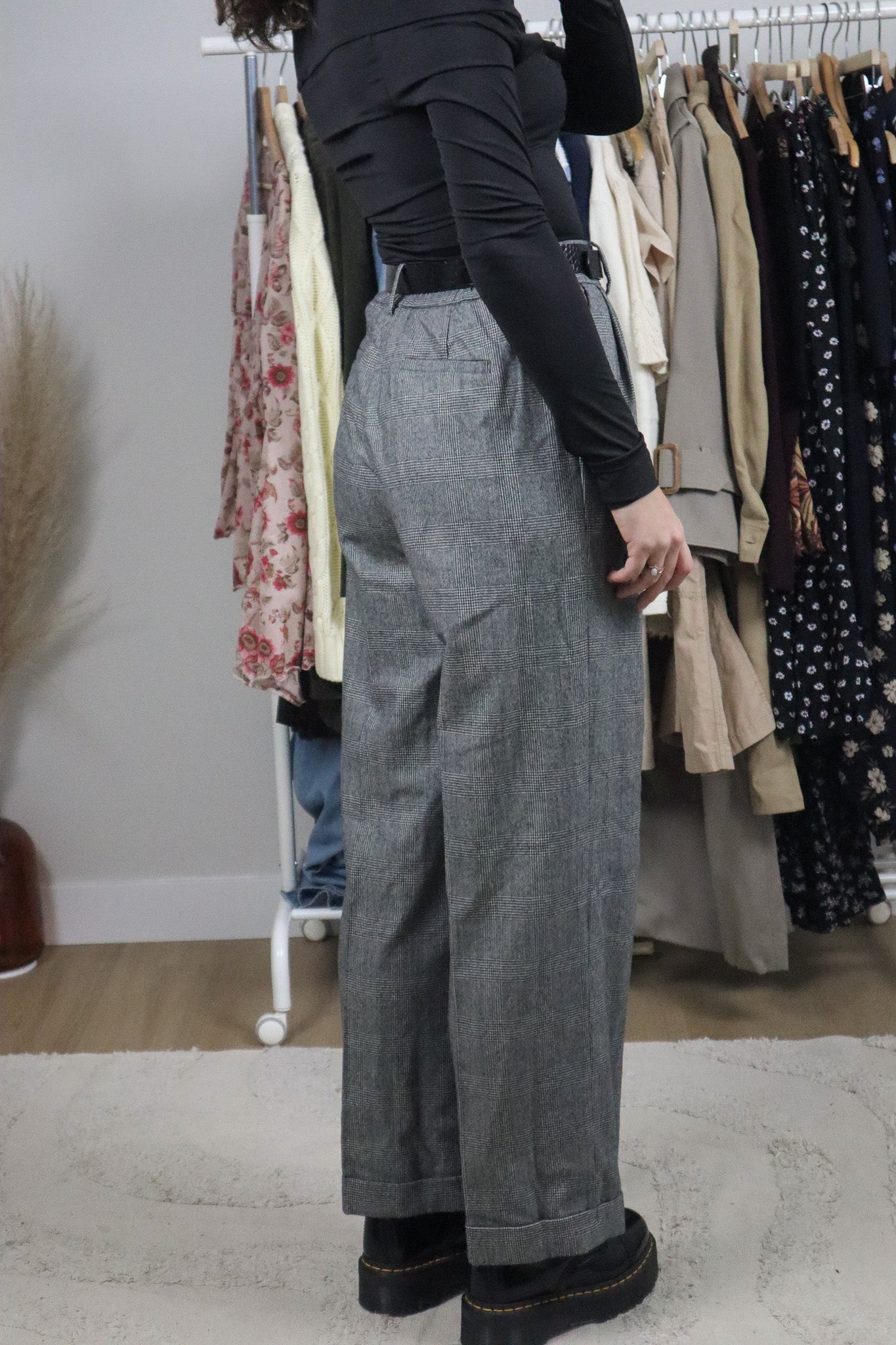 Modern x Deadstock x Lilysilk Wool Plaid Pants (S)
