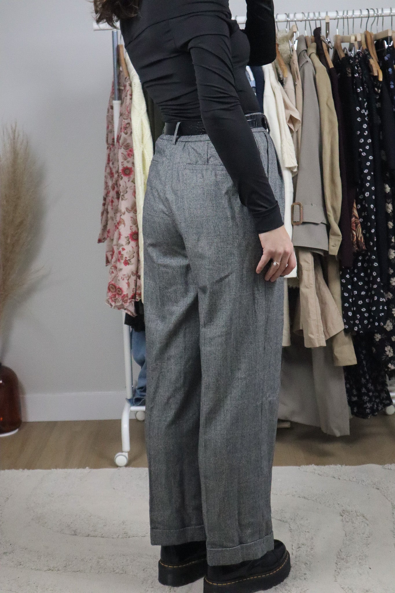 Modern x Deadstock x Lilysilk Wool Plaid Pants (S)