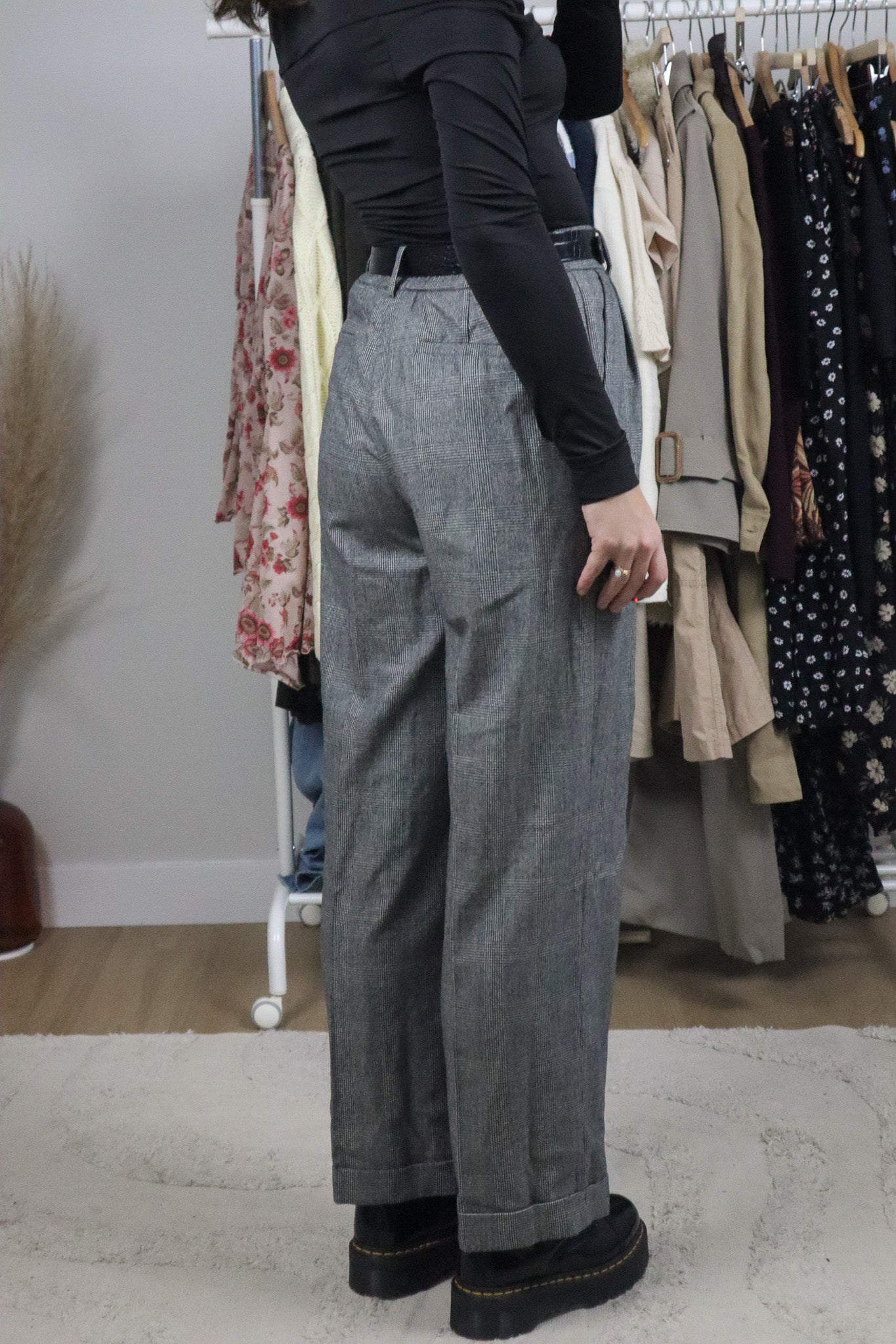 Modern x Deadstock x Lilysilk Wool Plaid Pants (S)