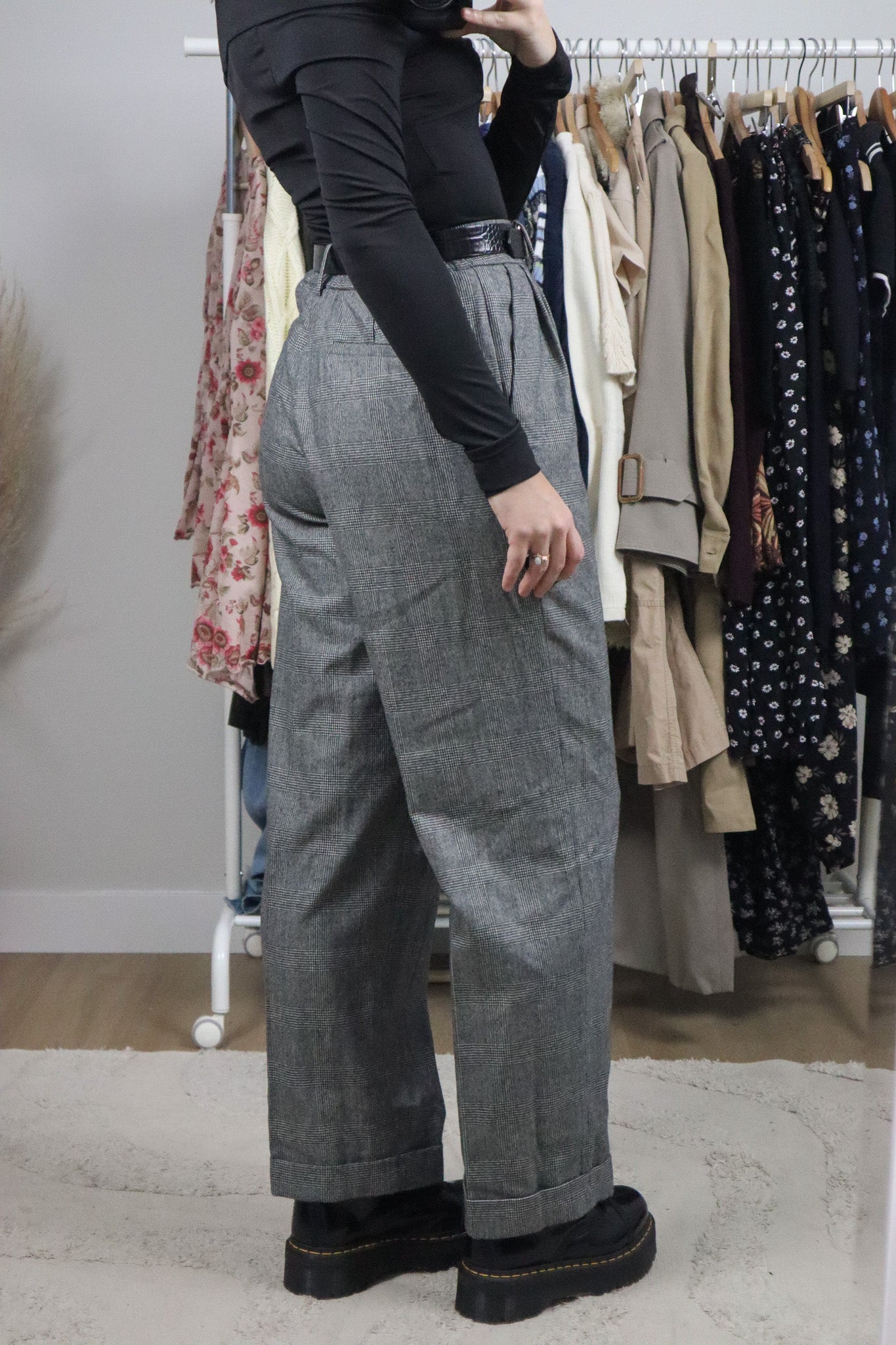 Modern x Deadstock x Lilysilk Wool Plaid Pants (S)