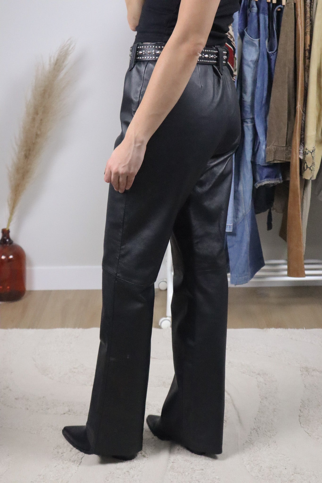 Vintage x Leather Midrise Straight Leg Pants (10)