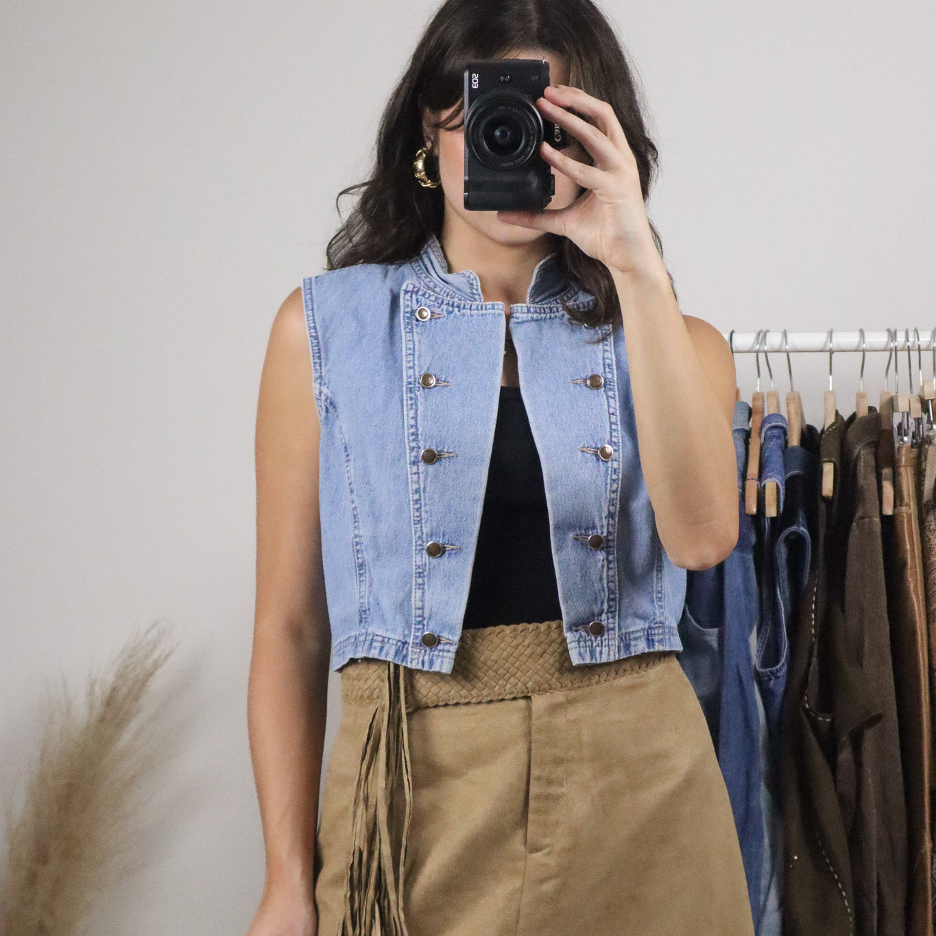 Made in Canada x Vintage x Cropped Denim Vest (XS/S)