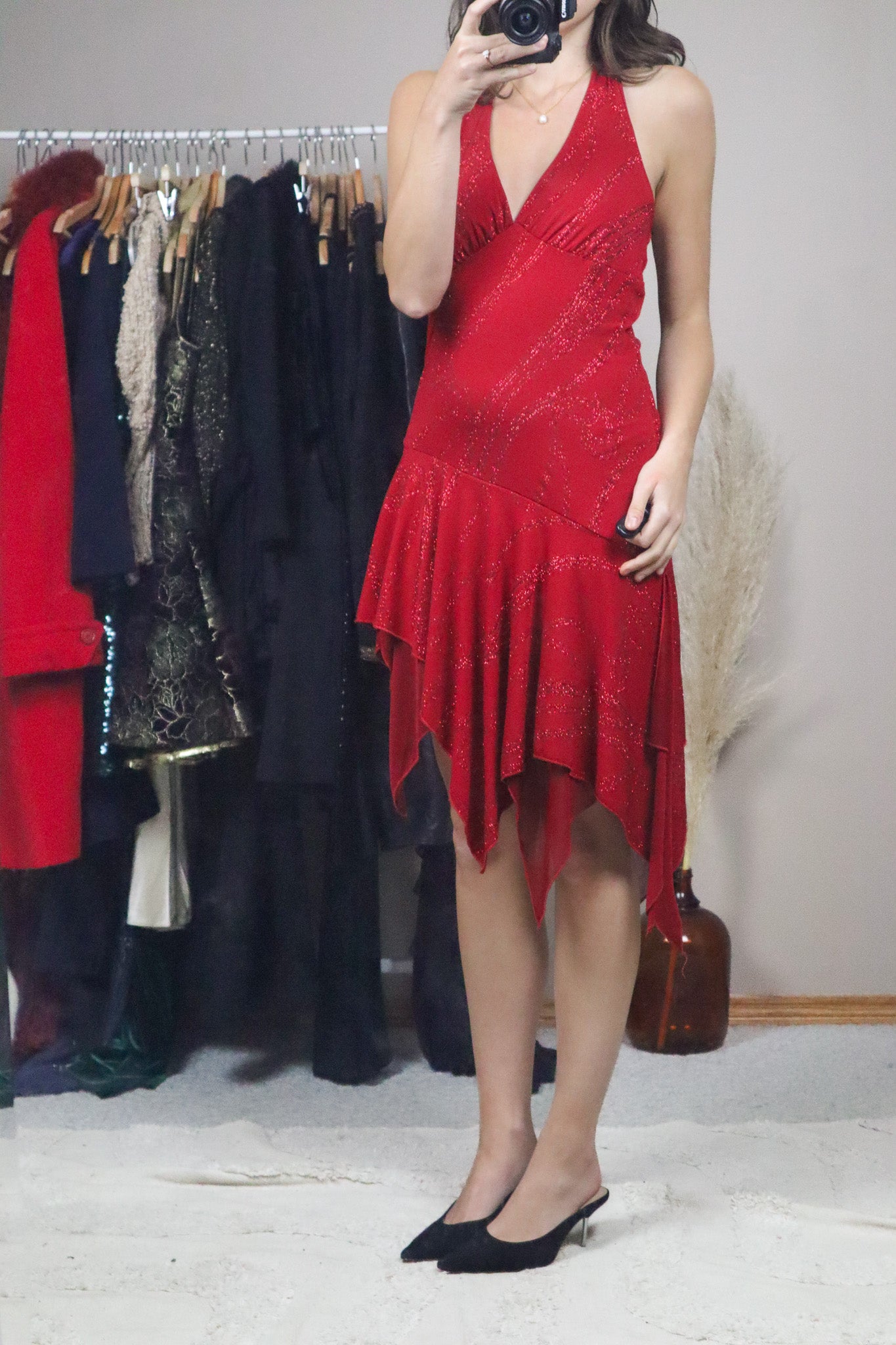 Vintage x Drop-Waist Shimmer Dress (M)