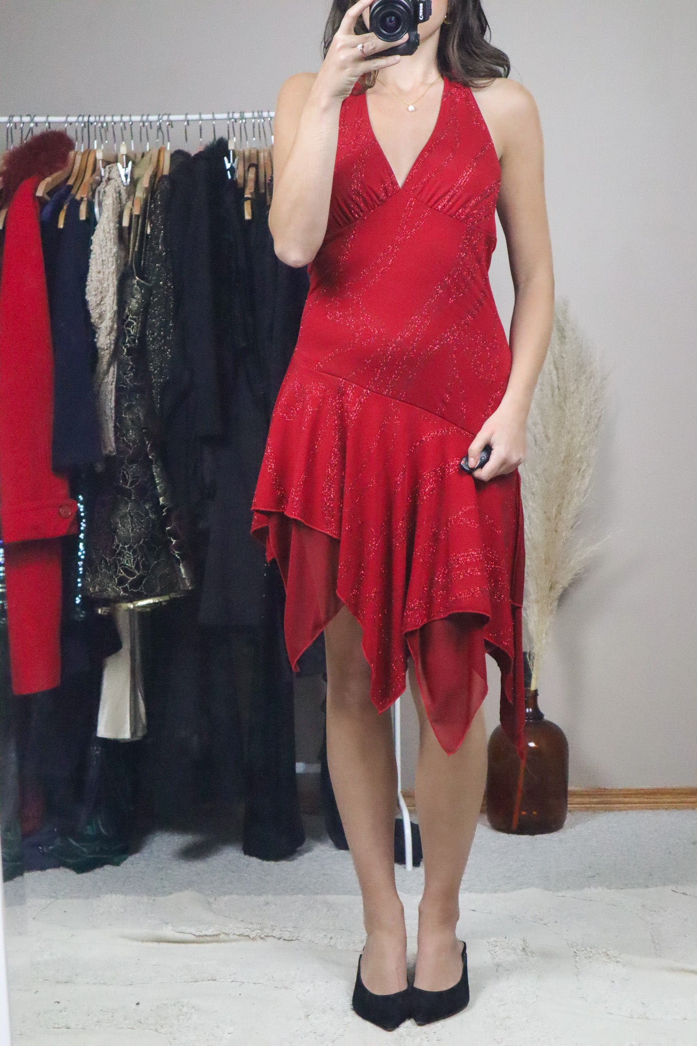 Vintage x Drop-Waist Shimmer Dress (M)