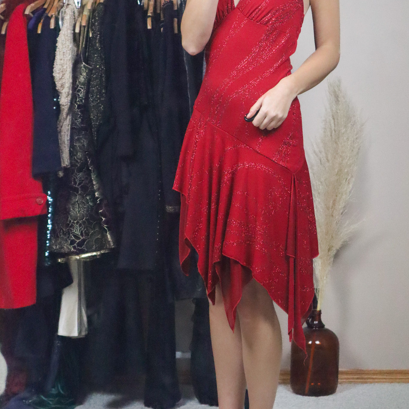 Vintage x Drop-Waist Shimmer Dress (M)