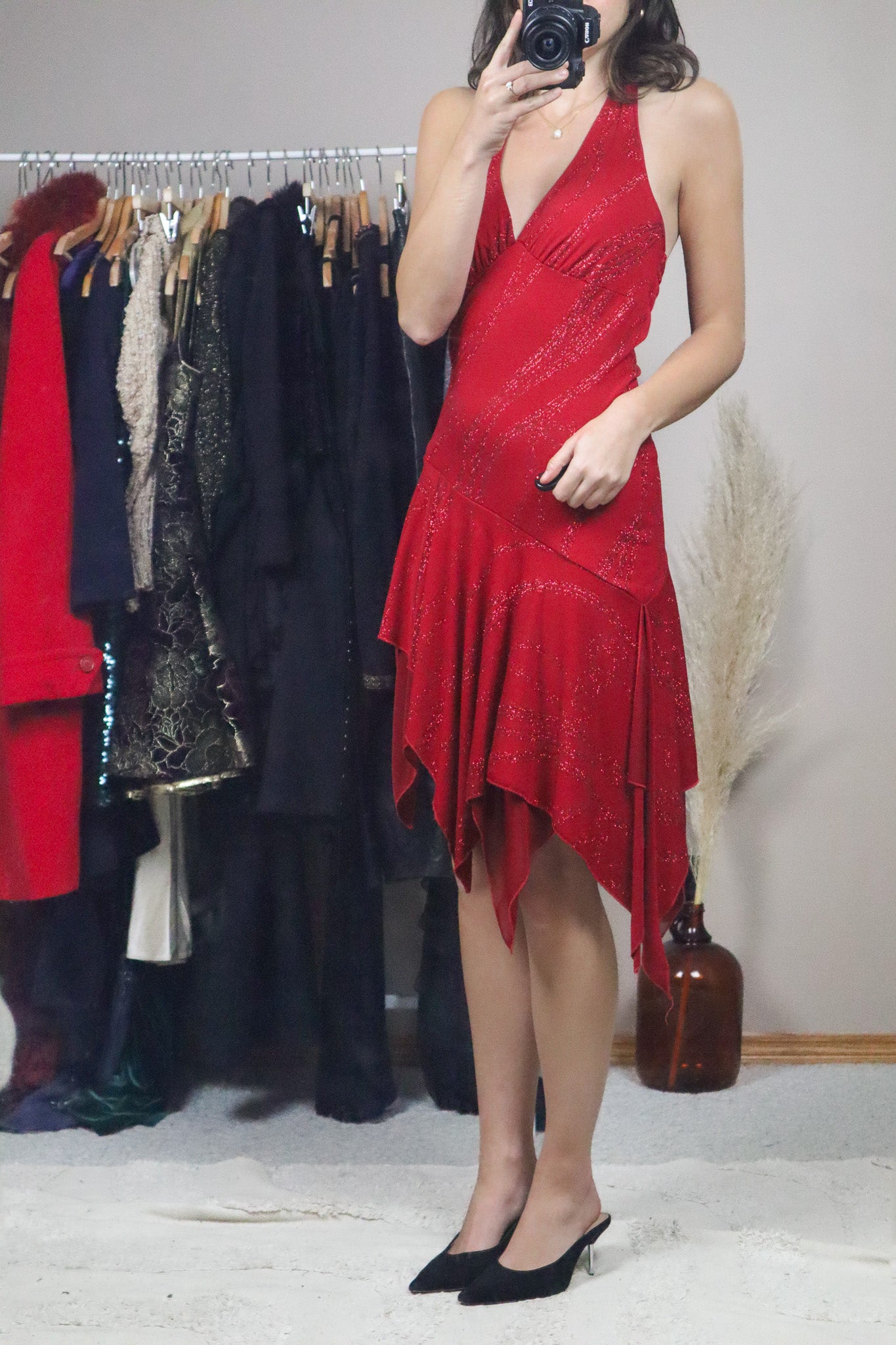Vintage x Drop-Waist Shimmer Dress (M)