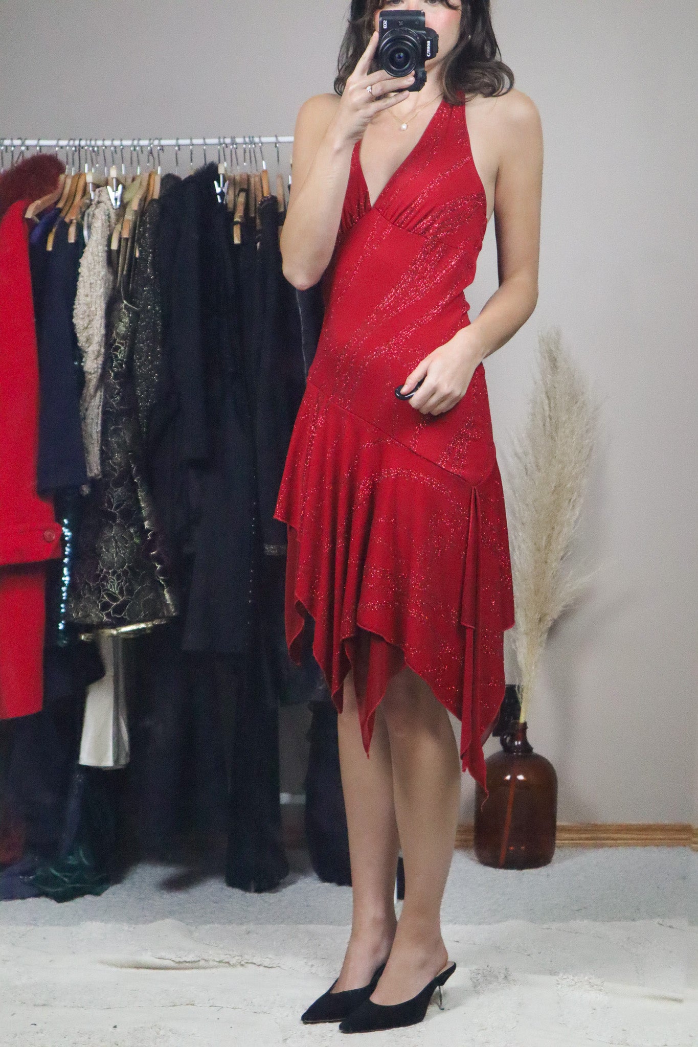 Vintage x Drop-Waist Shimmer Dress (M)
