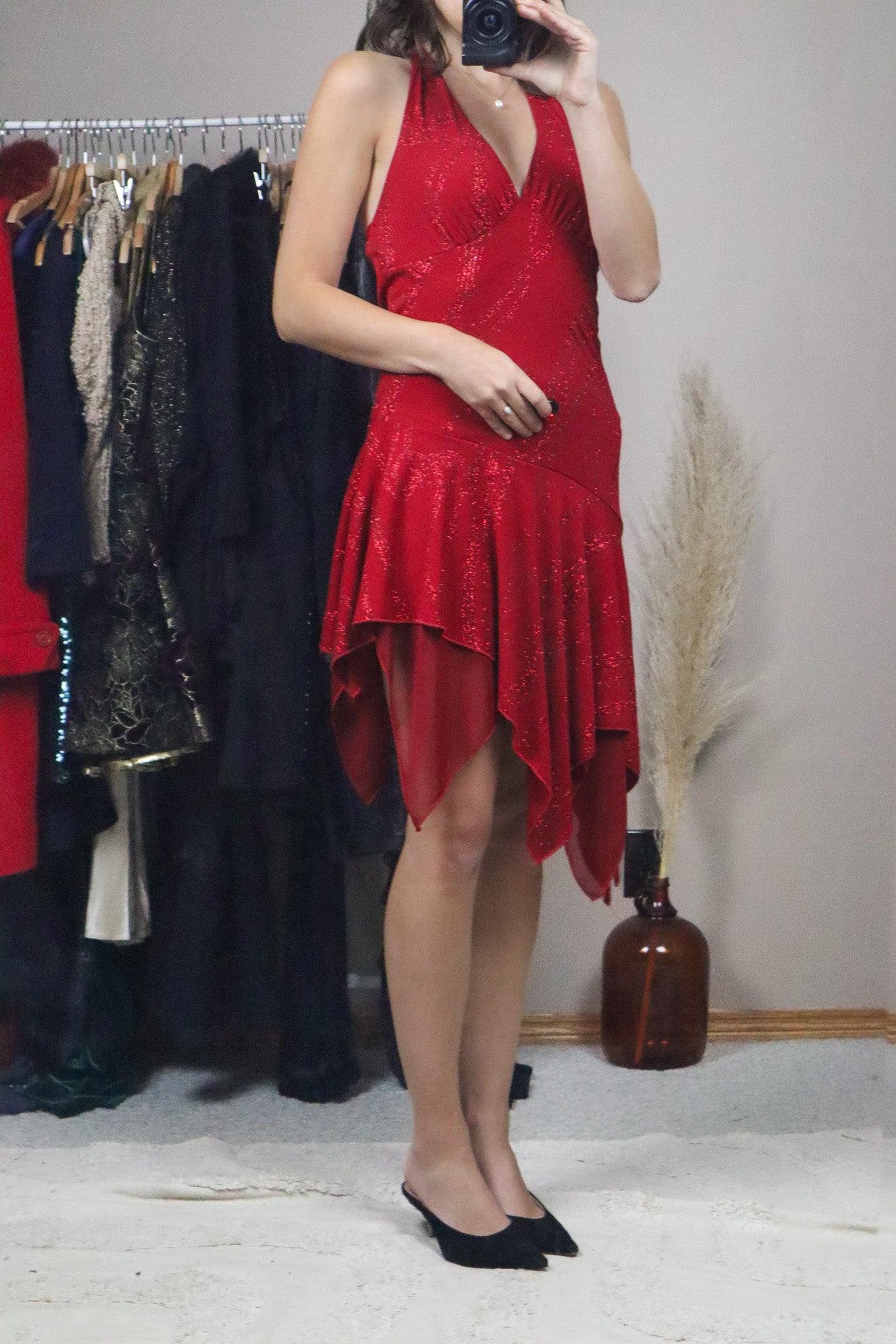 Vintage x Drop-Waist Shimmer Dress (M)