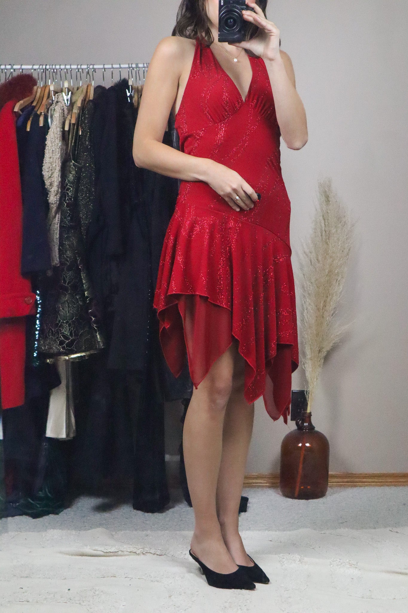 Vintage x Drop-Waist Shimmer Dress (M)