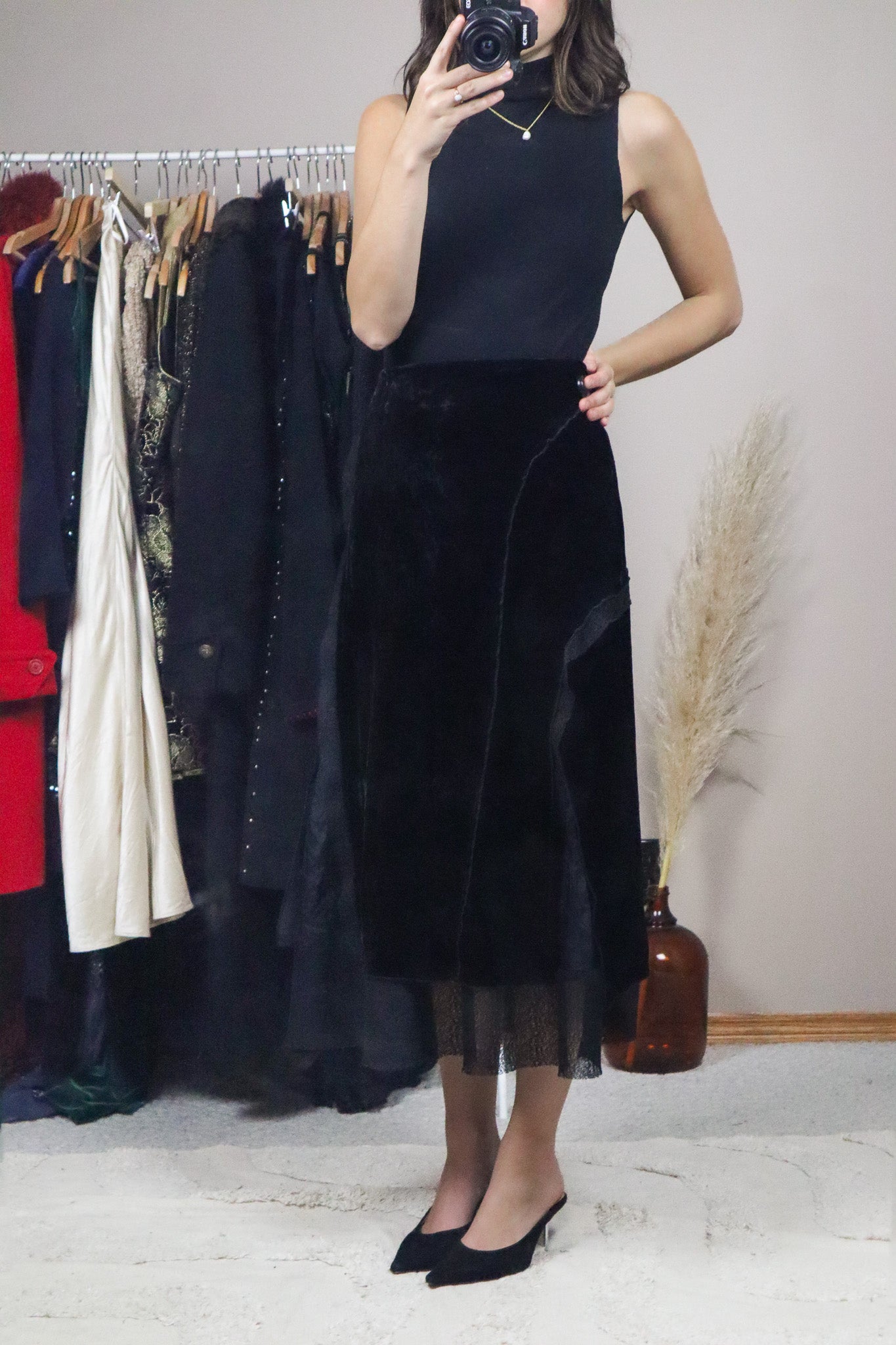Vintage x Velvet Lace Silk Blend Max Skirt (12)