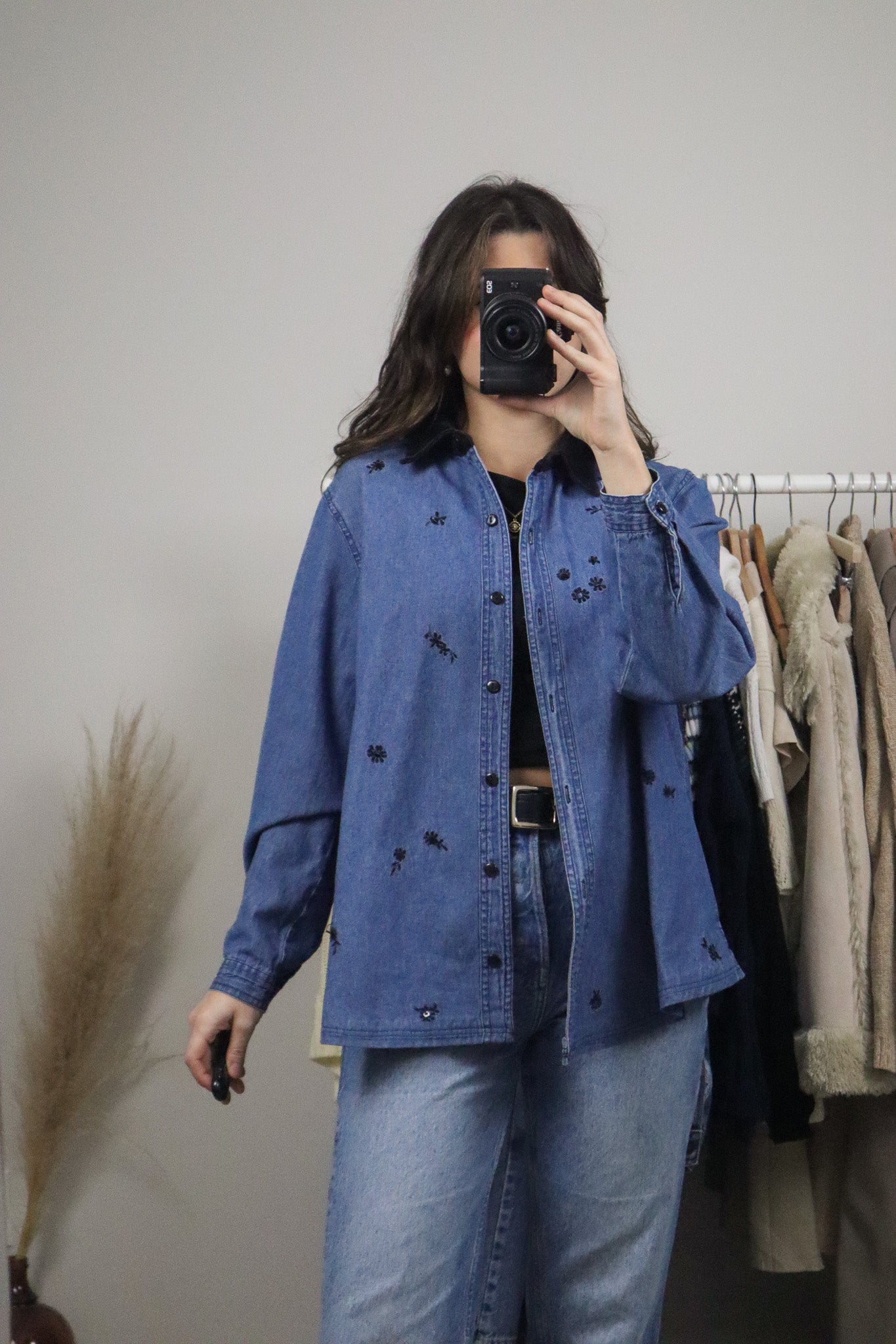 Vintage x Cotton Velvet Collar Denim Button Up (M)