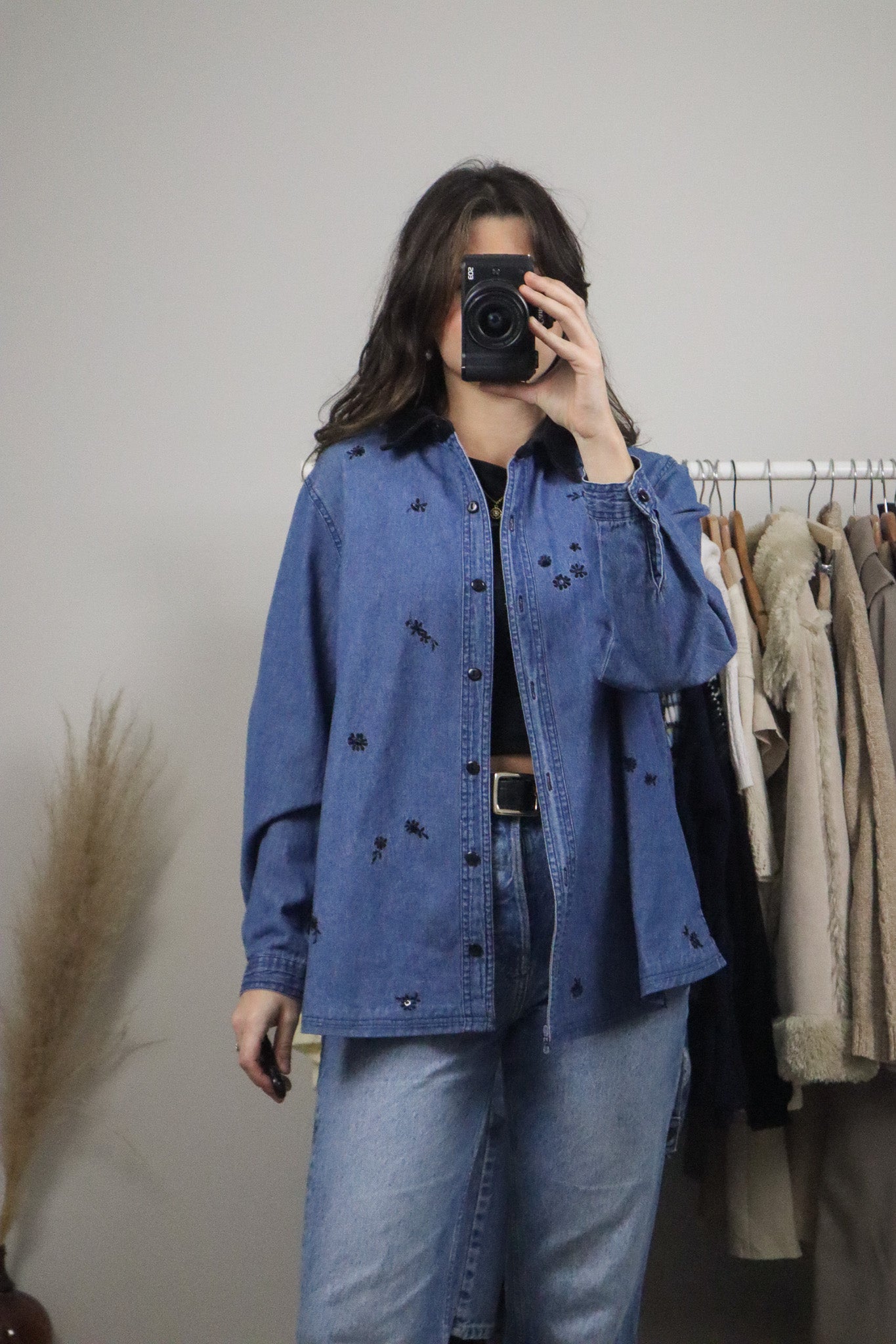 Vintage x Cotton Velvet Collar Denim Button Up (M)