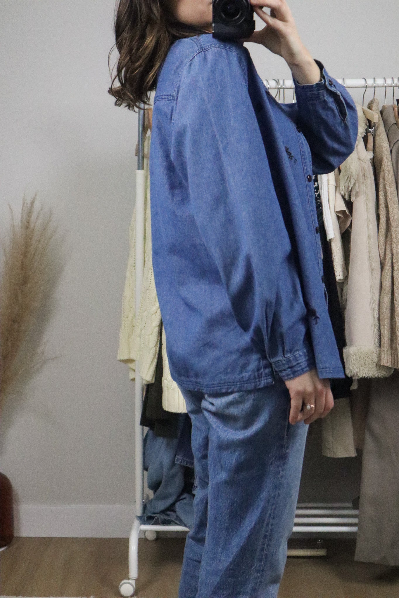 Vintage x Cotton Velvet Collar Denim Button Up (M)