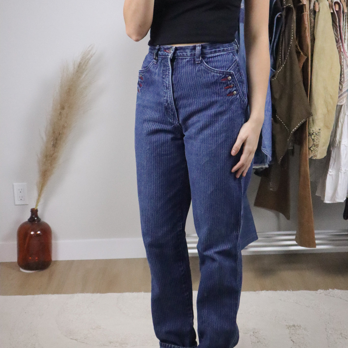 Vintage x Rockies Striped Western Jeans (XS)