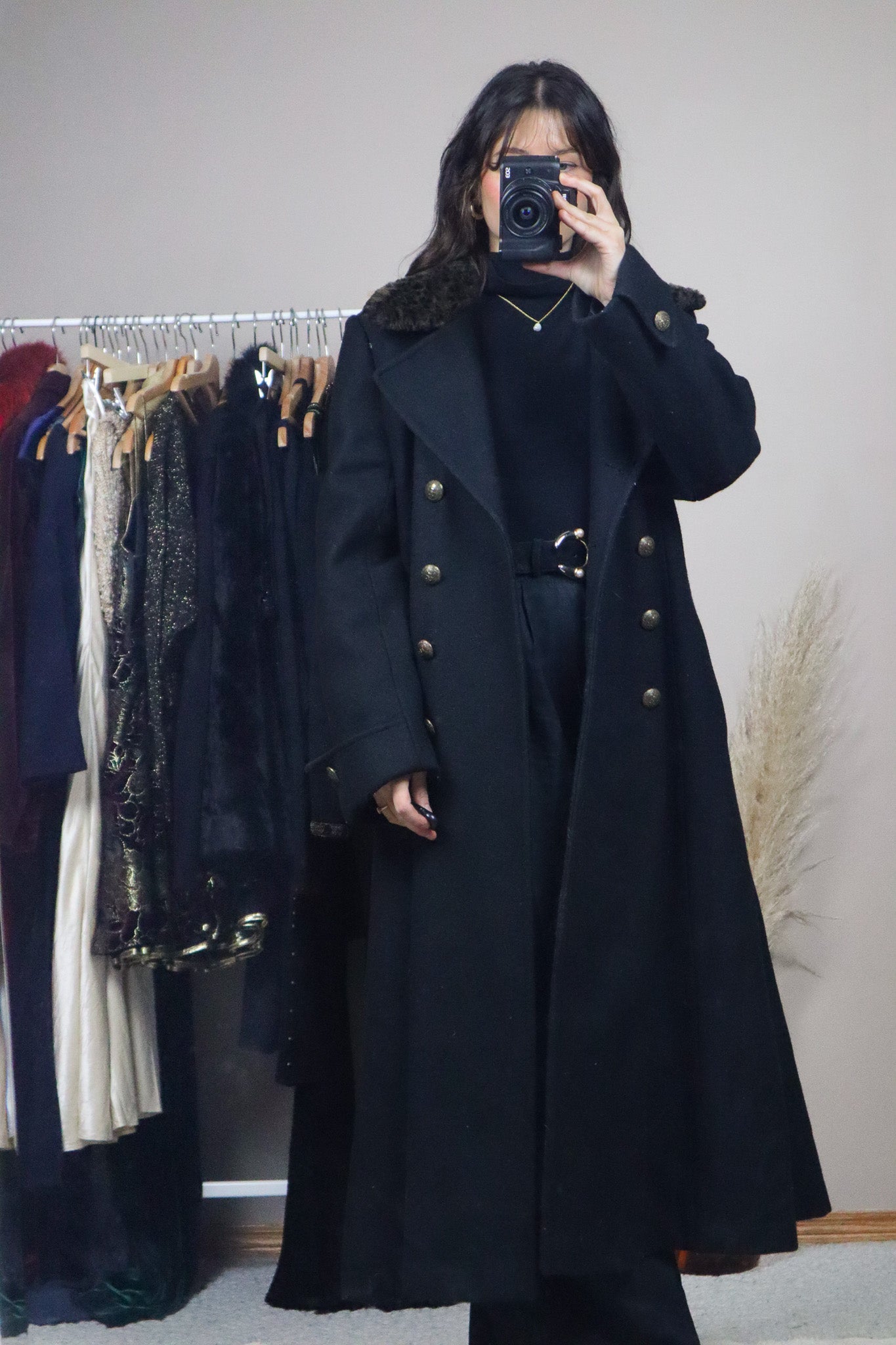 Vintage x Wool Animal Print Collard Coat (M)