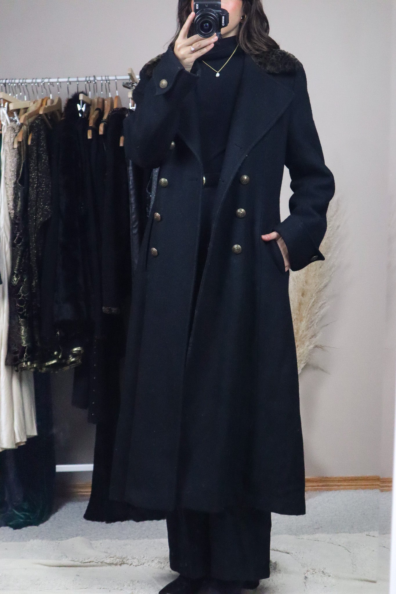 Vintage x Wool Animal Print Collard Coat (M)