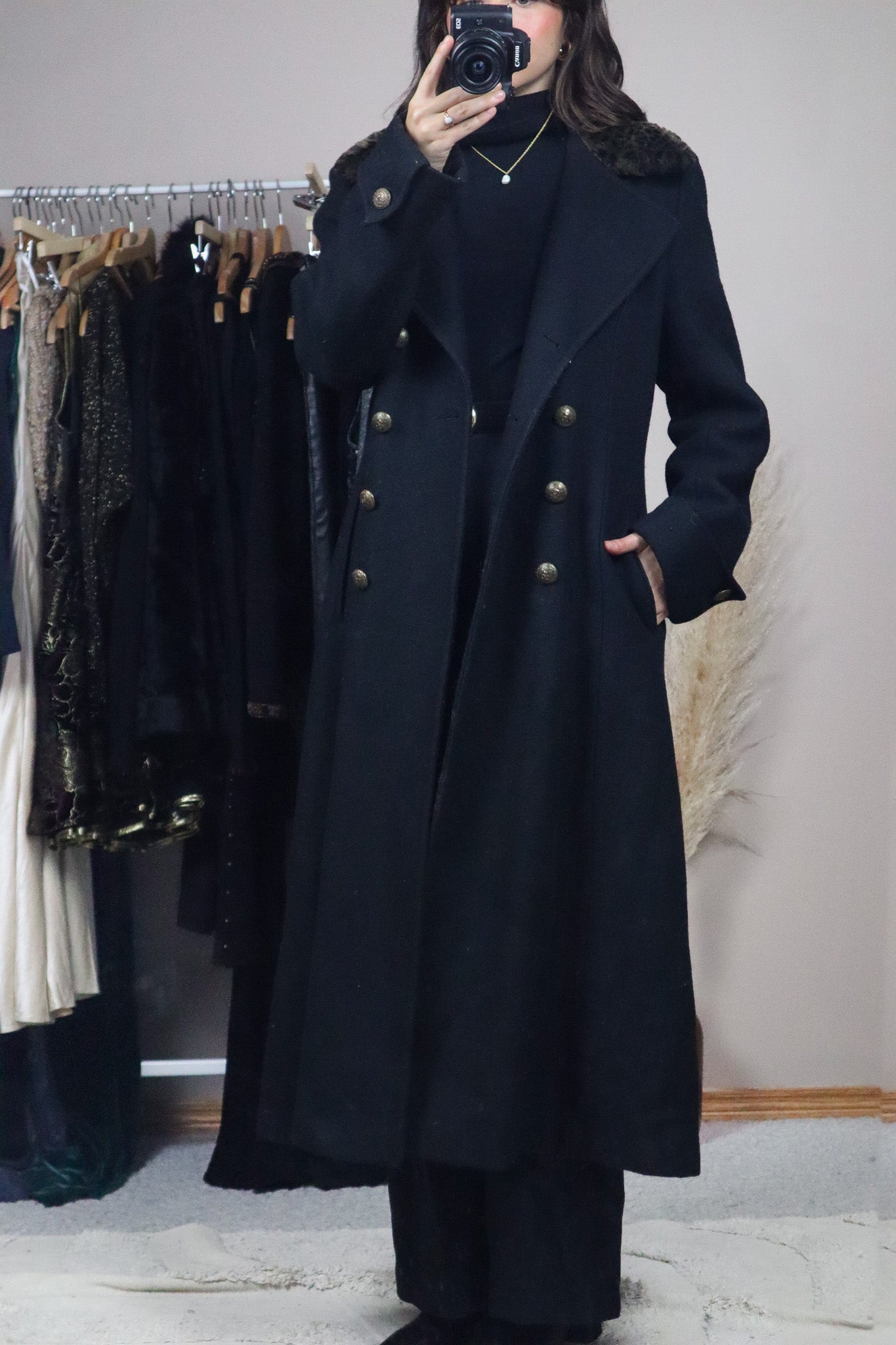 Vintage x Wool Animal Print Collard Coat (M)