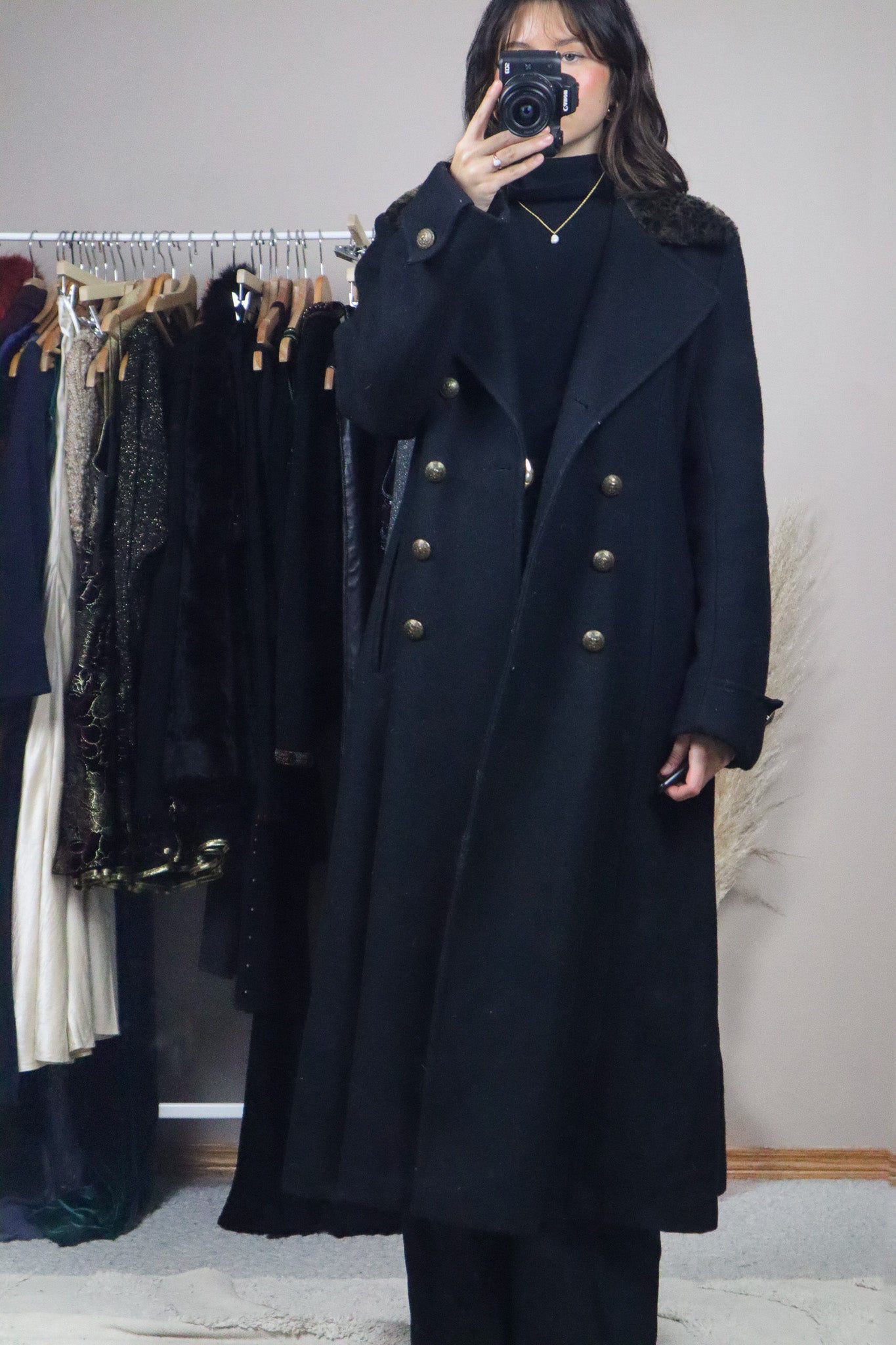 Vintage x Wool Animal Print Collard Coat (M)